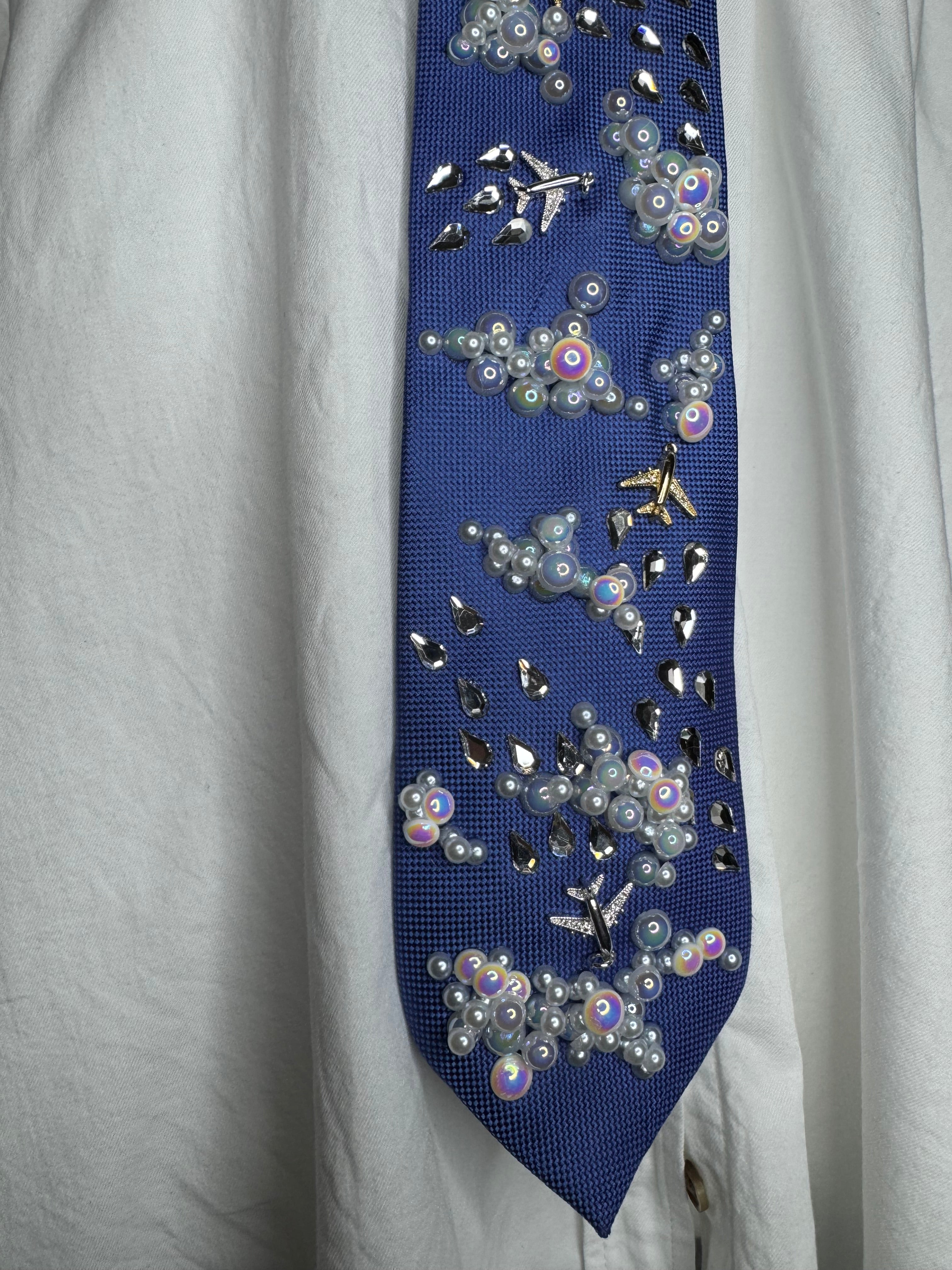 Blue Clouds and AirPlanes Pilot Tie