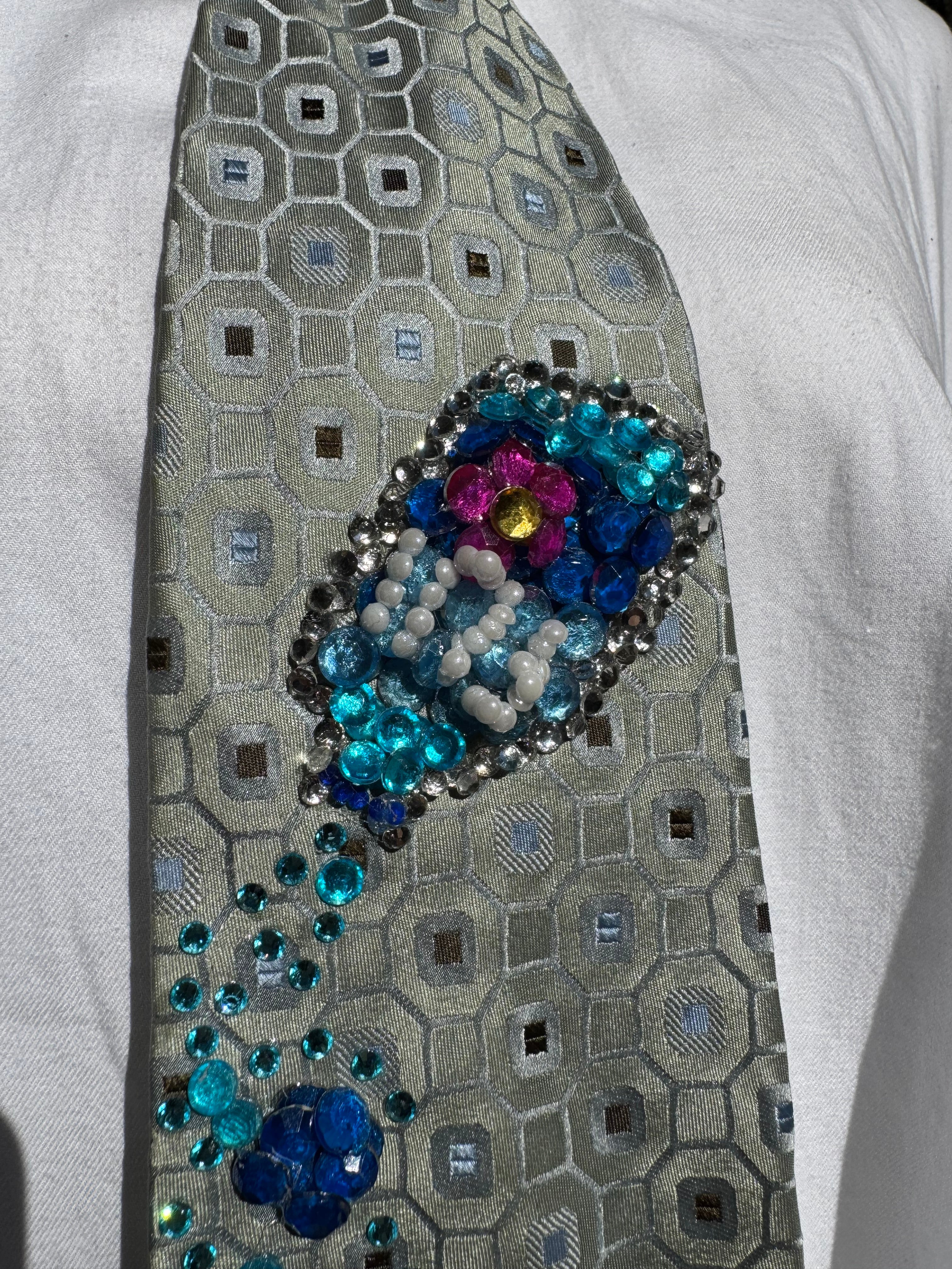 Light Blue Fiji Water Over Jaguar Exotic Royalty Tie