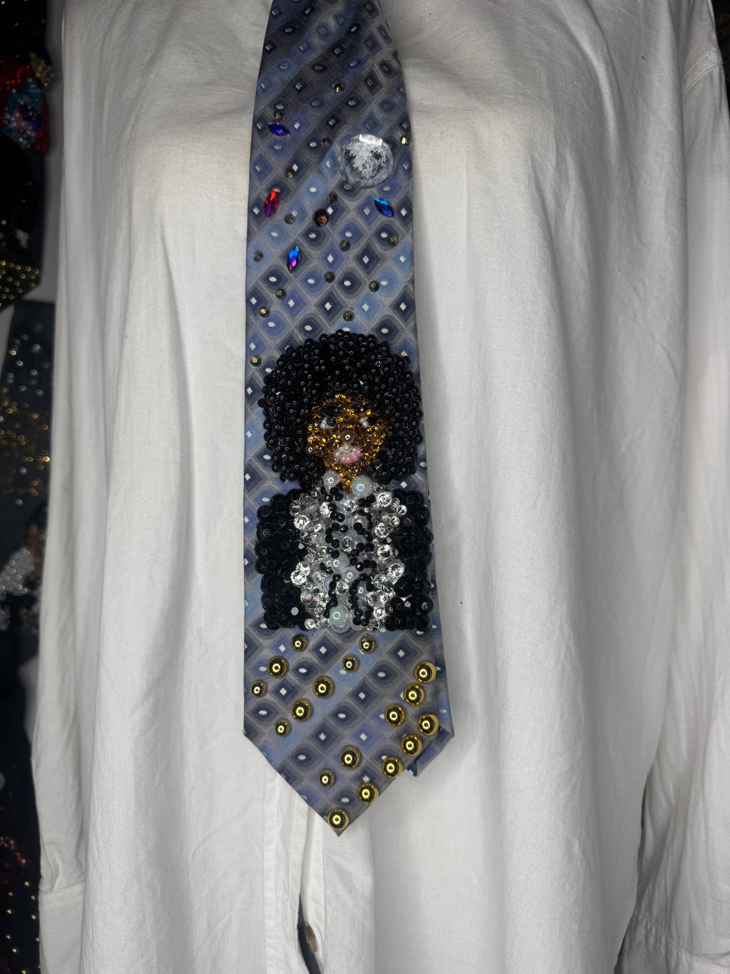Light Blue Teen Michael Jackson on The Cher Show Jackson 5 1975 Tie