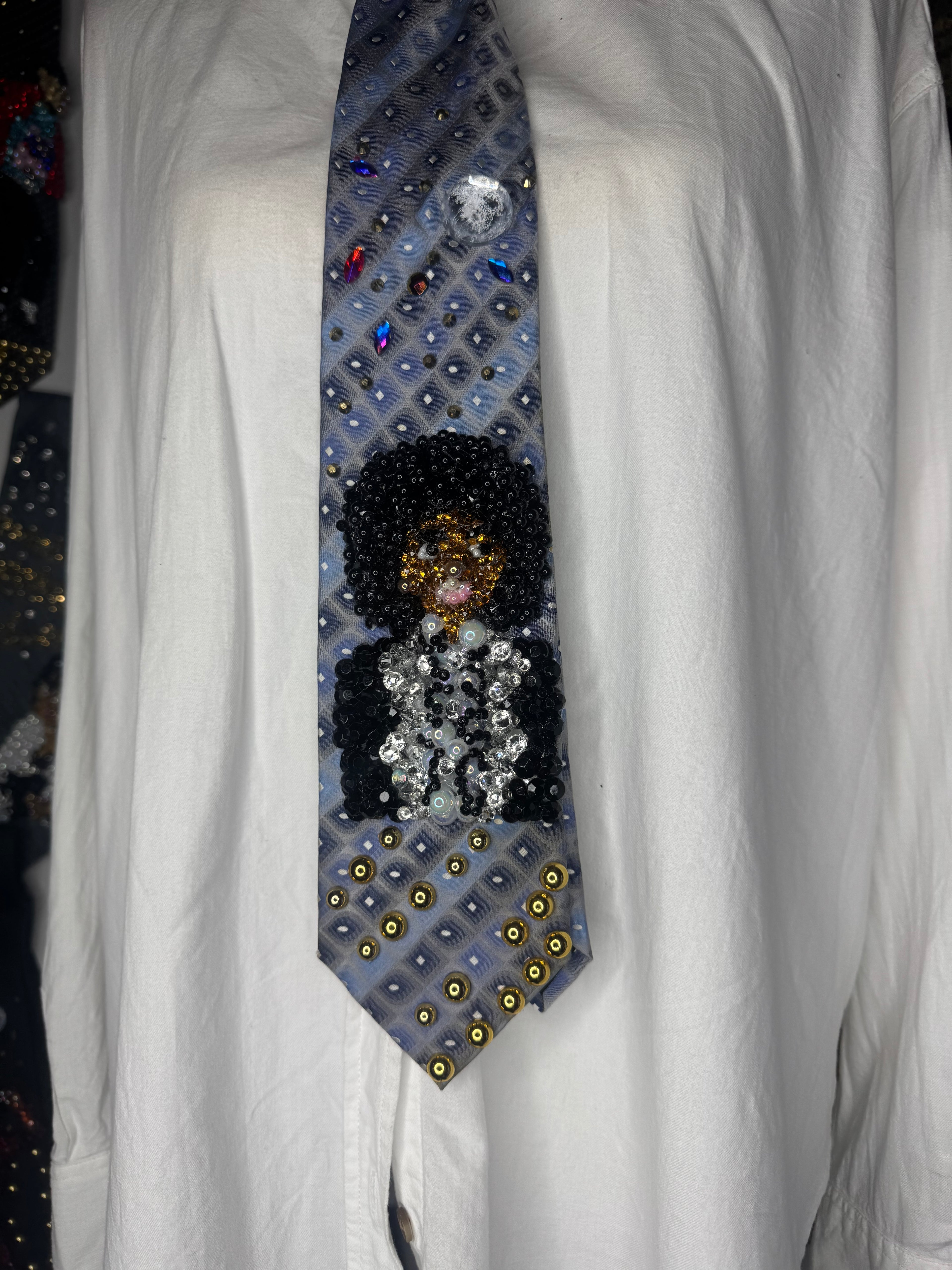 Light Blue Teen Michael Jackson on The Cher Show Jackson 5 1975 Tie