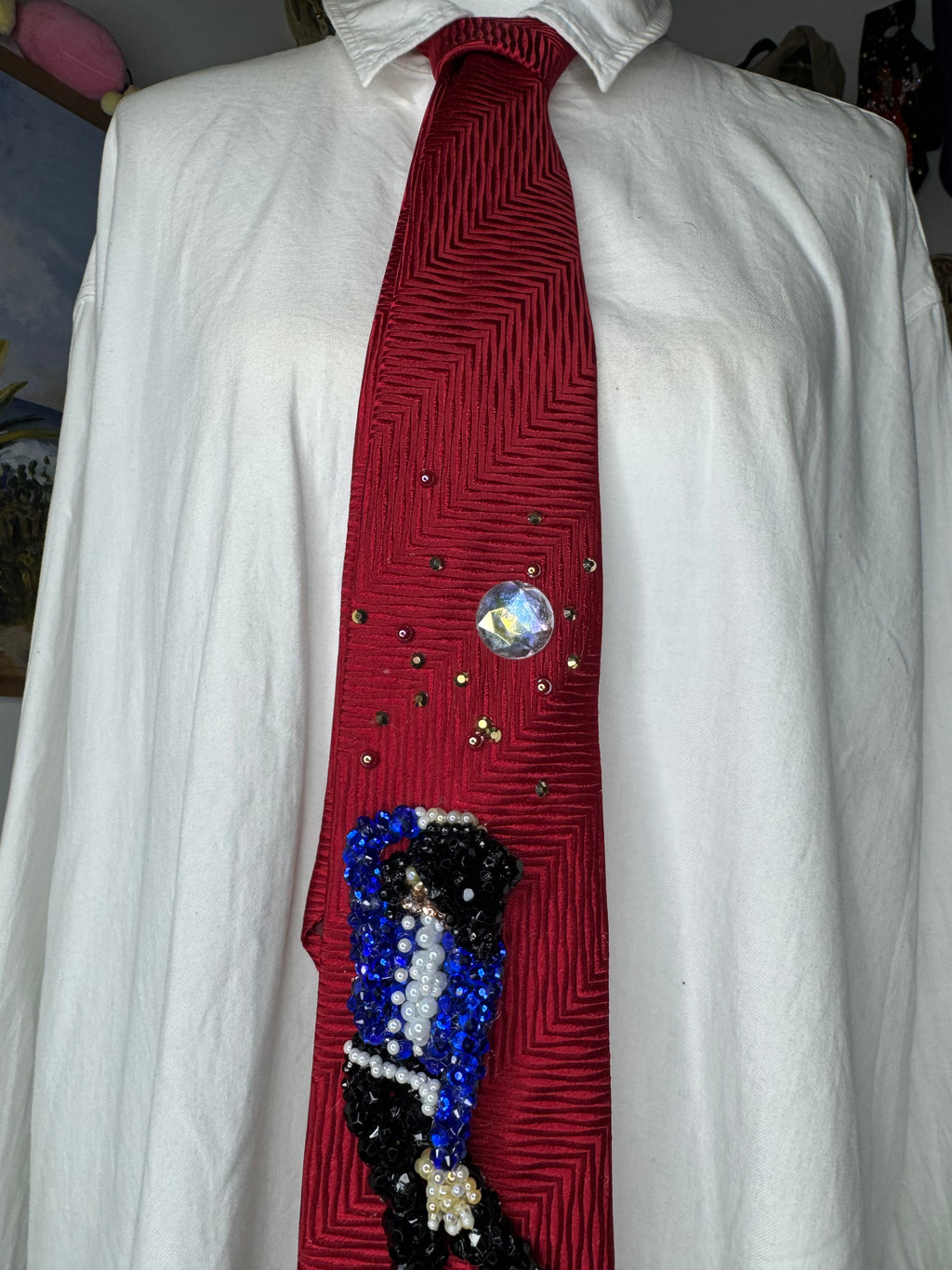 Red Michael Jackson Hitting Stretched Hand Over Crotch Pose to TWYMMF Grammy Awards Tie