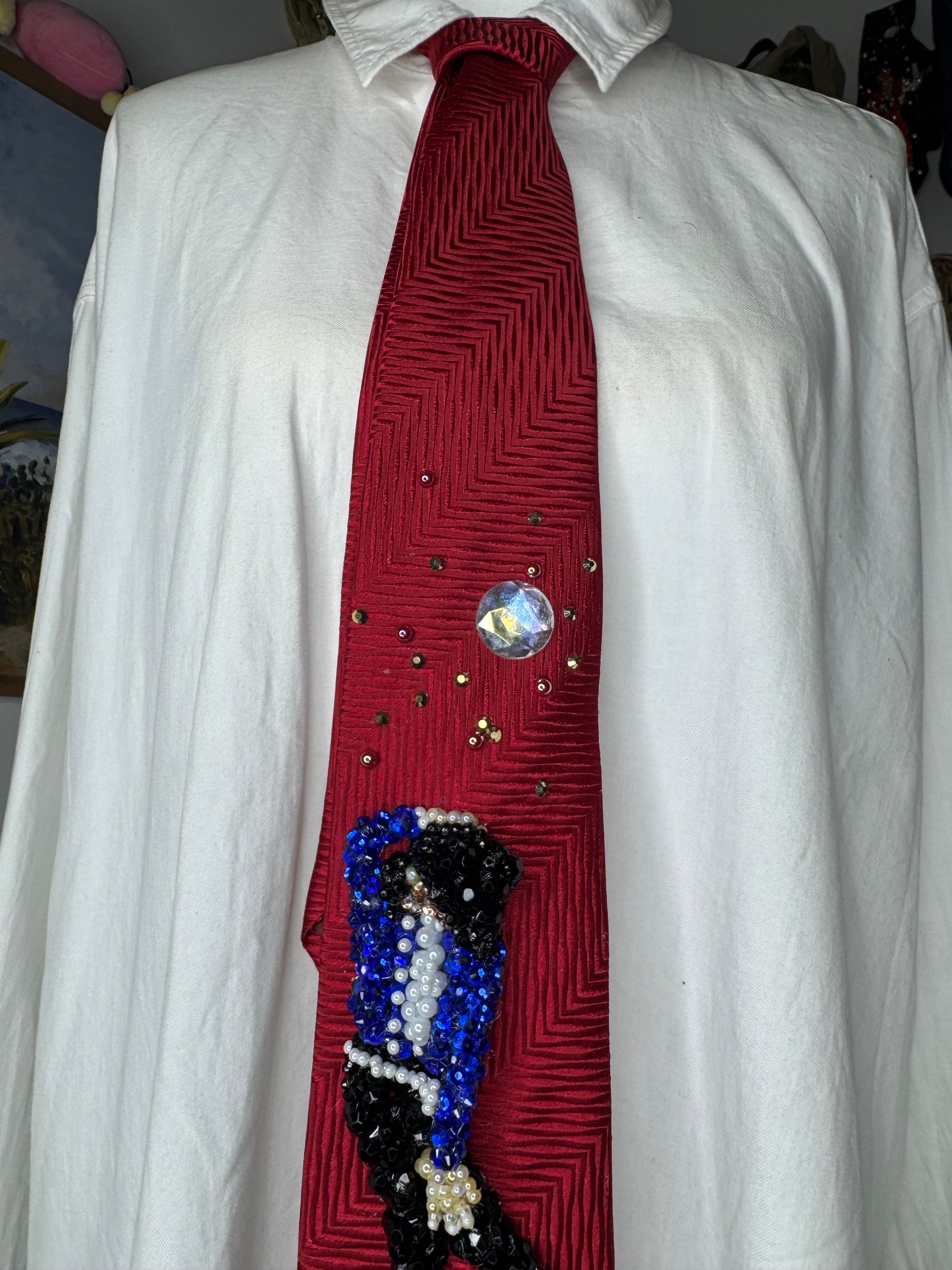 Red Michael Jackson Hitting Stretched Hand Over Crotch Pose to TWYMMF Grammy Awards Tie