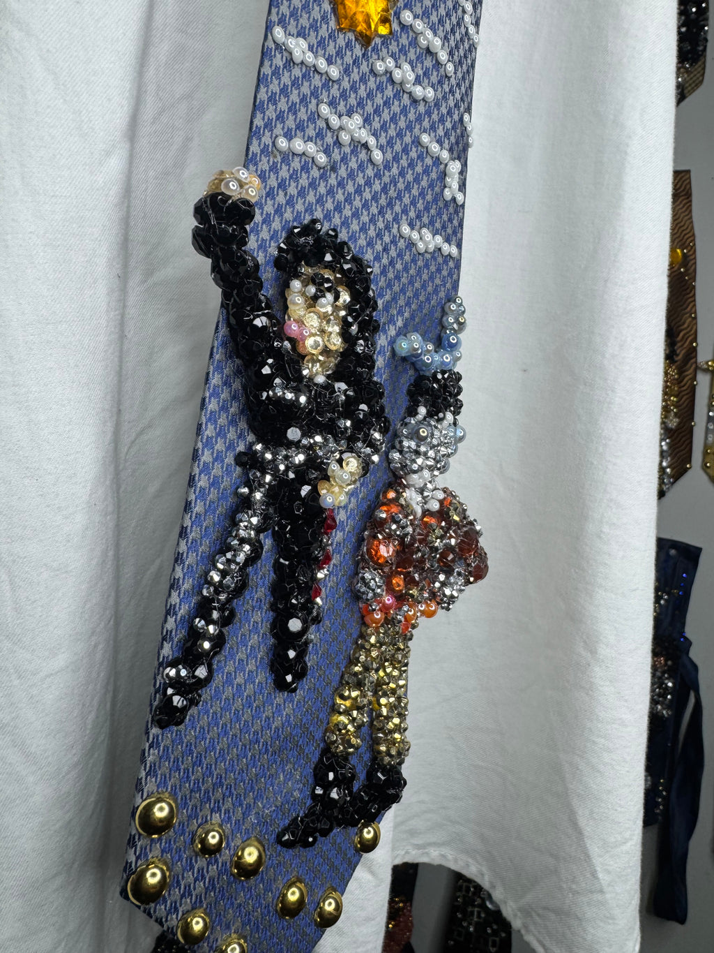 Blue and Grey Michael Jackson and Spike Having Dance Battle In Speed Demon Short Film Tie