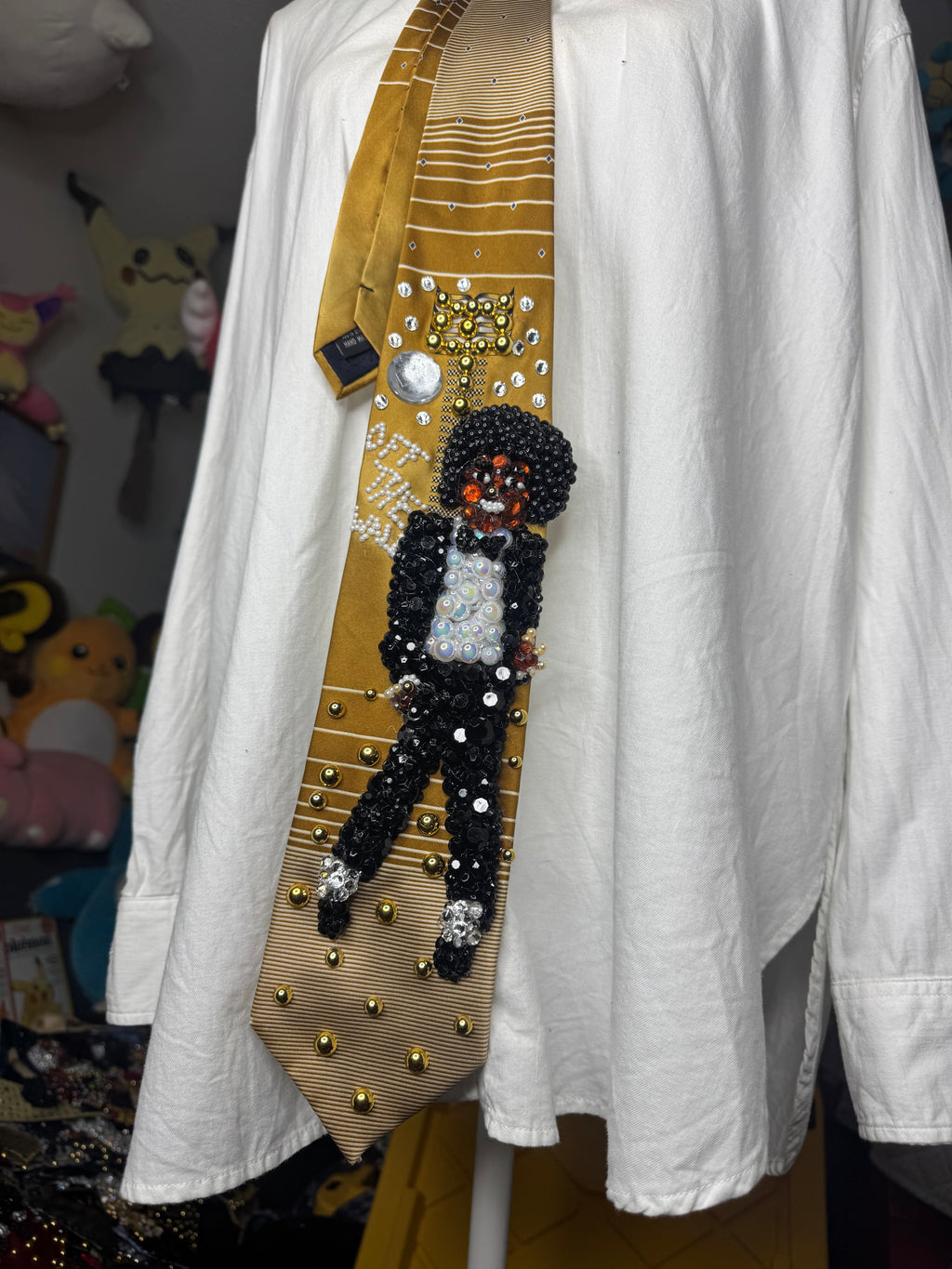 Gold Michael Jackson Off the Wall Album Cover Royalty Tie
