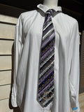 Purple and Grey Striped Anchored Nautical Tie