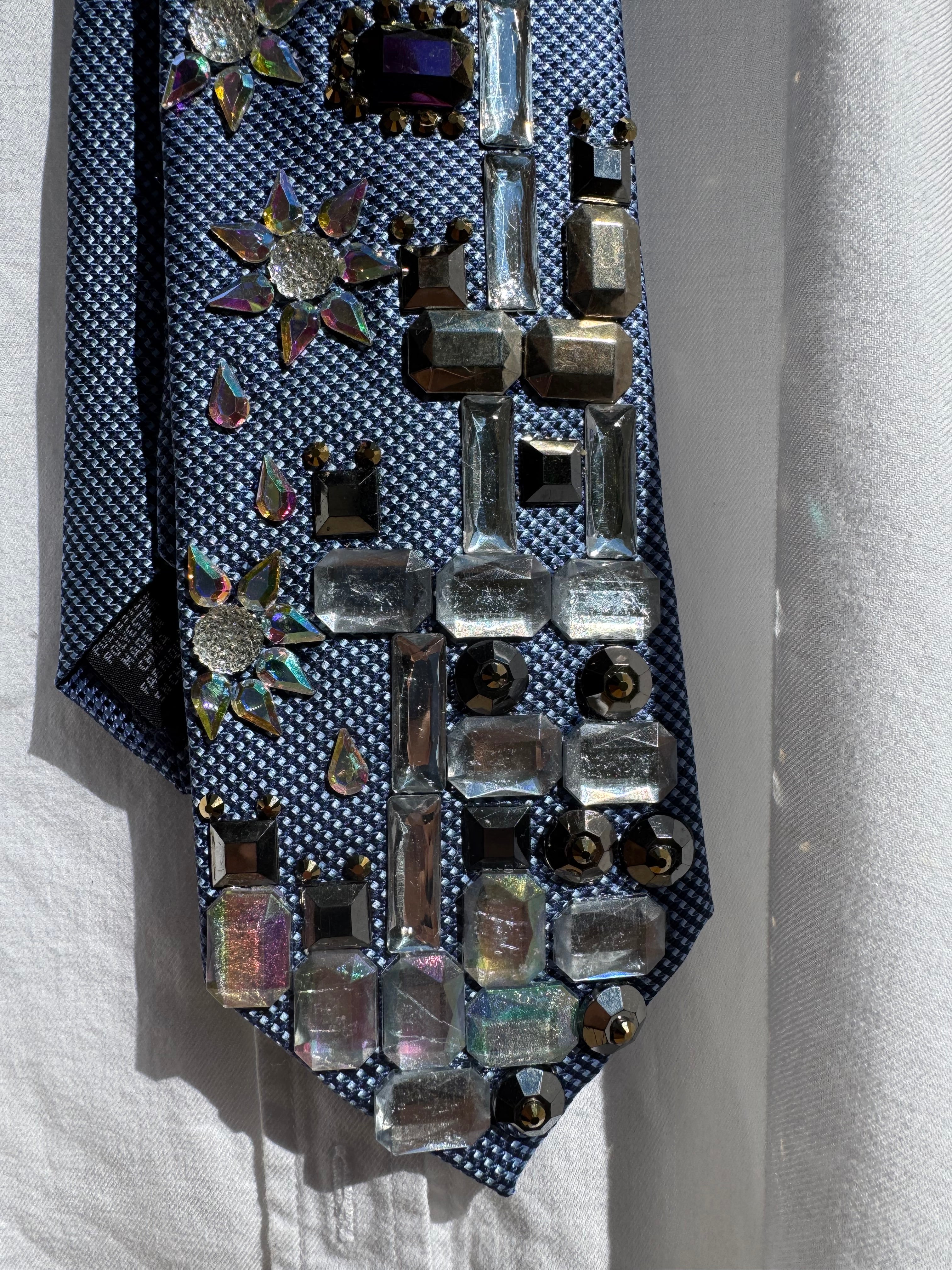 Blue Tall Glass Ice Castle in the Wintertime Royalty Tie