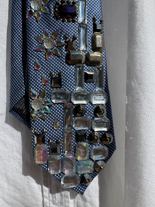 Blue Tall Glass Ice Castle in the Wintertime Royalty Tie