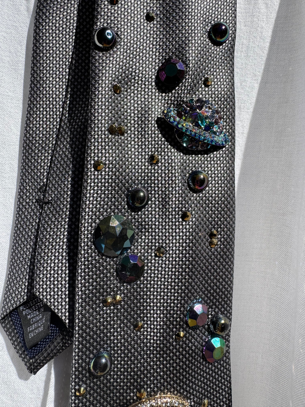 Grey Cat on Moon Outter Space Royalty Space Tie