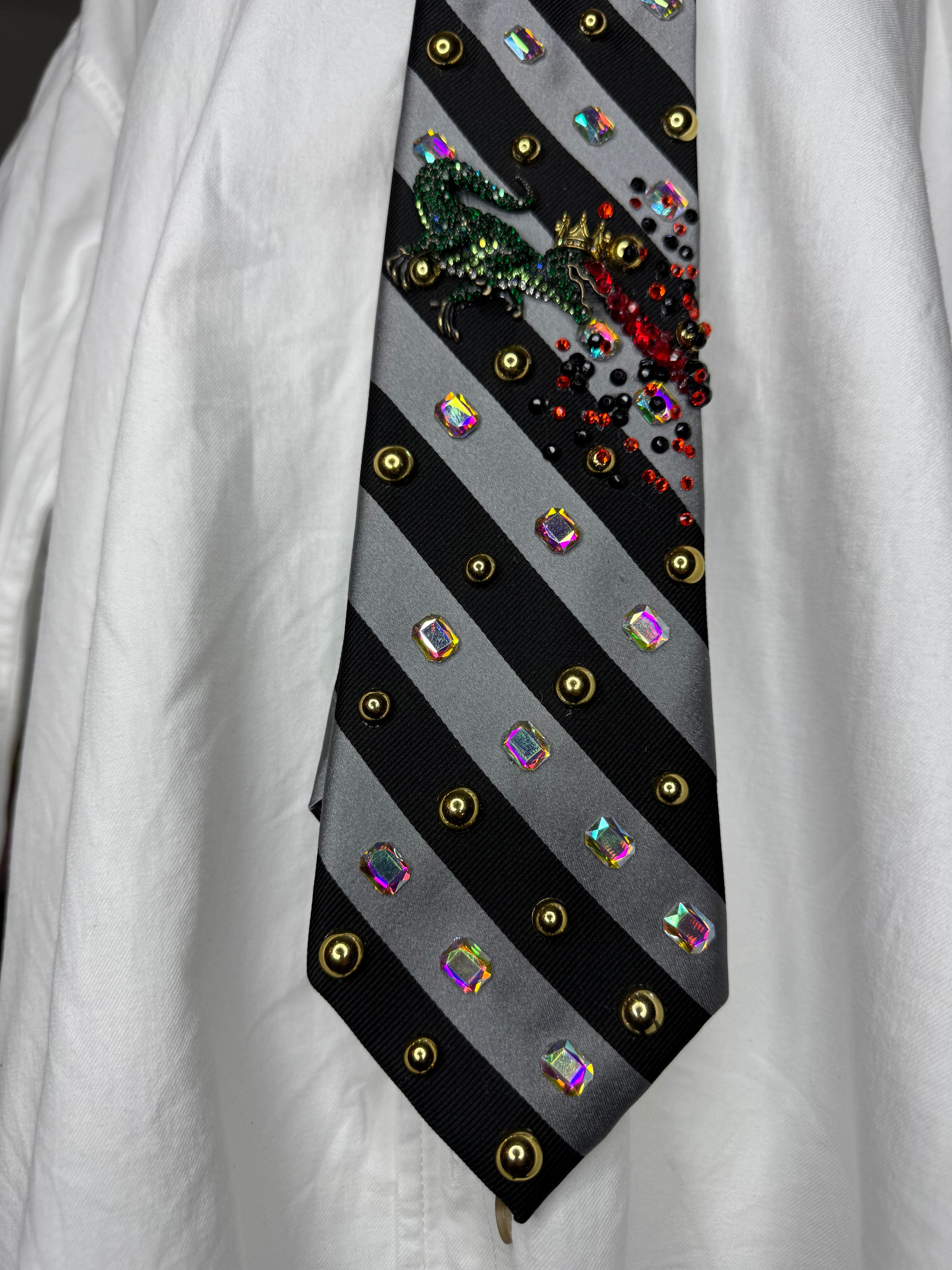 Black and Grey Laser Eye Trex Attacking Tie