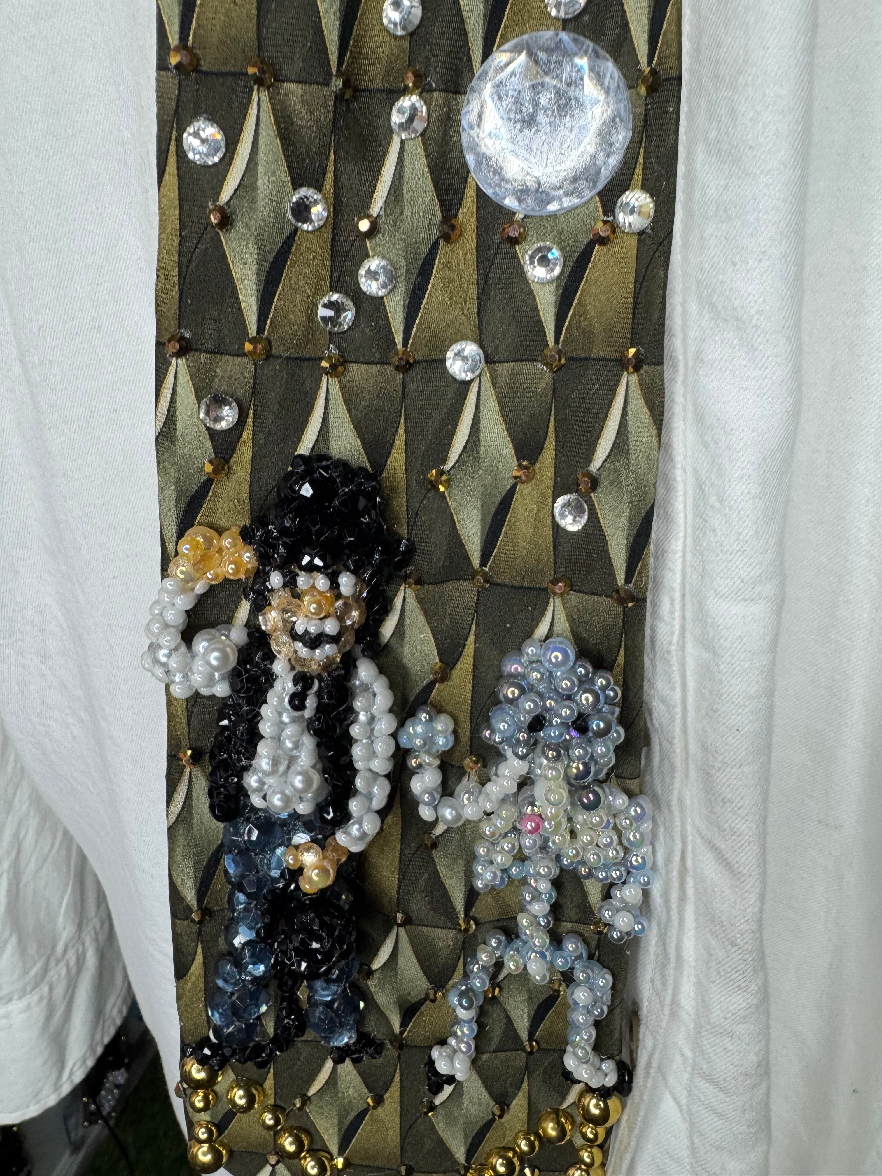 Olive Oil Green Michael Jackson & Skeleton Elephant Dancing Together Scene In Leave Me Alone Music Video Tie