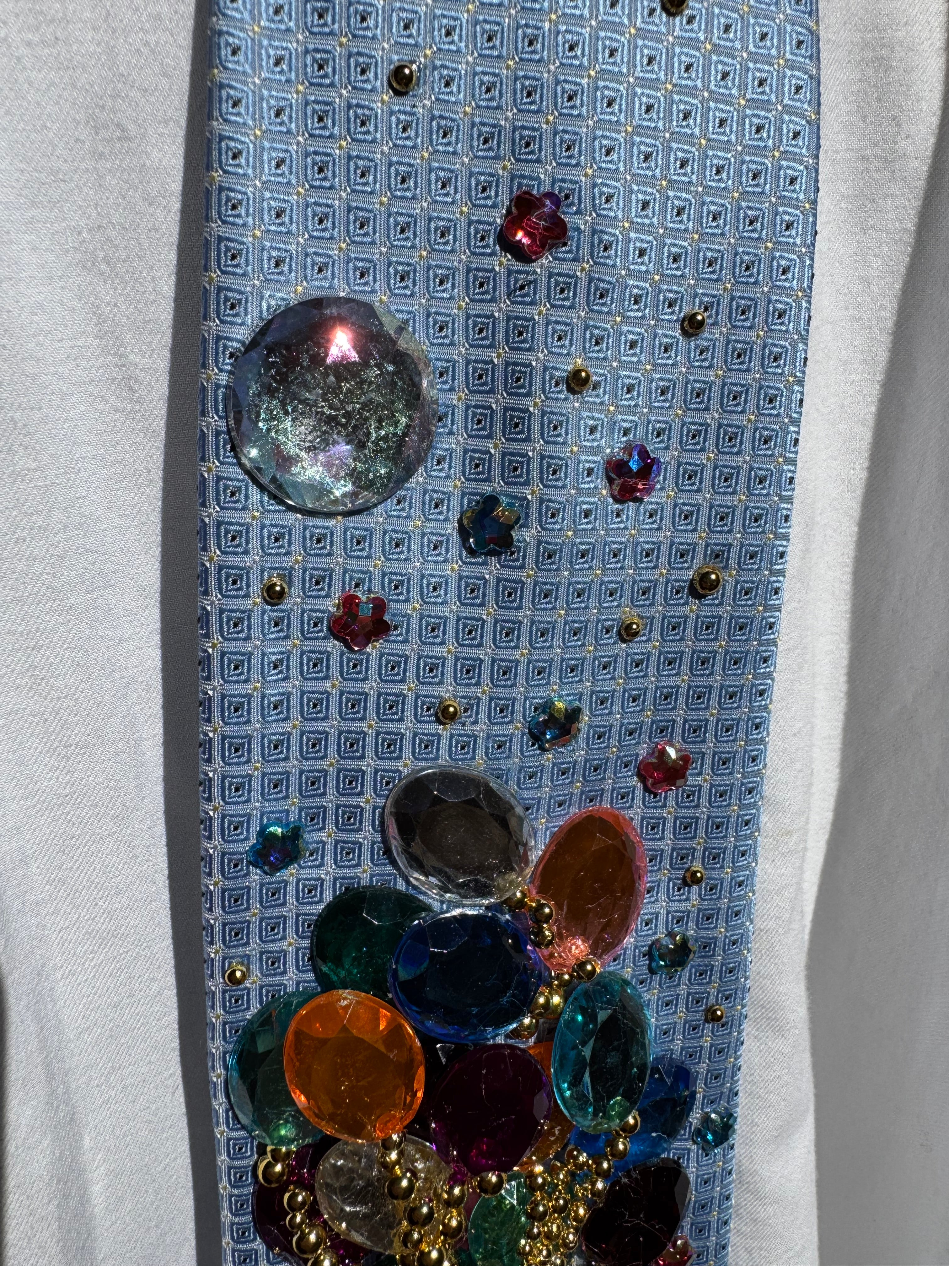 Light Blue Astronaut Kid Holding Bunch of Balloons Space Royalty Tie