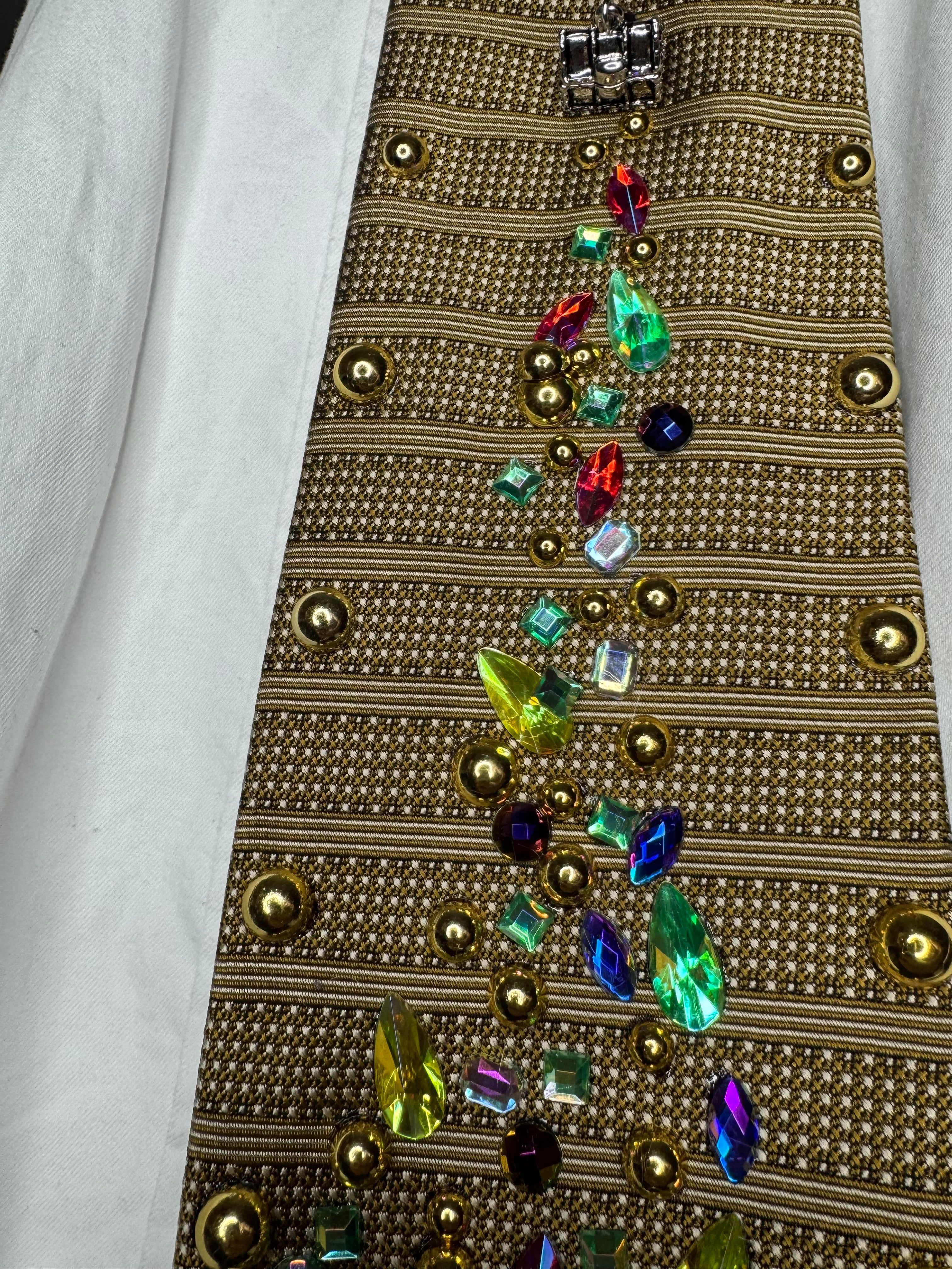 Gold Treasure Box Spilling Jewels Royalty Tie