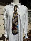 Gold and Blue Egyptian Striped Jaguar Pharaoh Taj Mahal Kingdom Royalty Tie