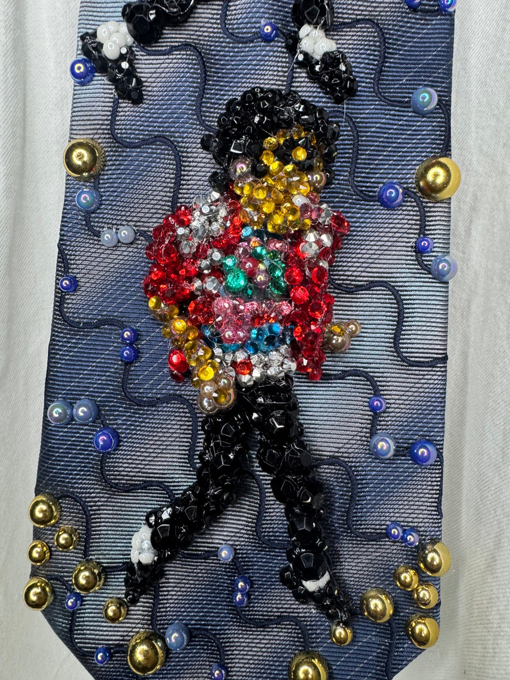 Navy Blue Wavy Striped Michael Jackson Double Dance Scene for Beat It Music Video Tie