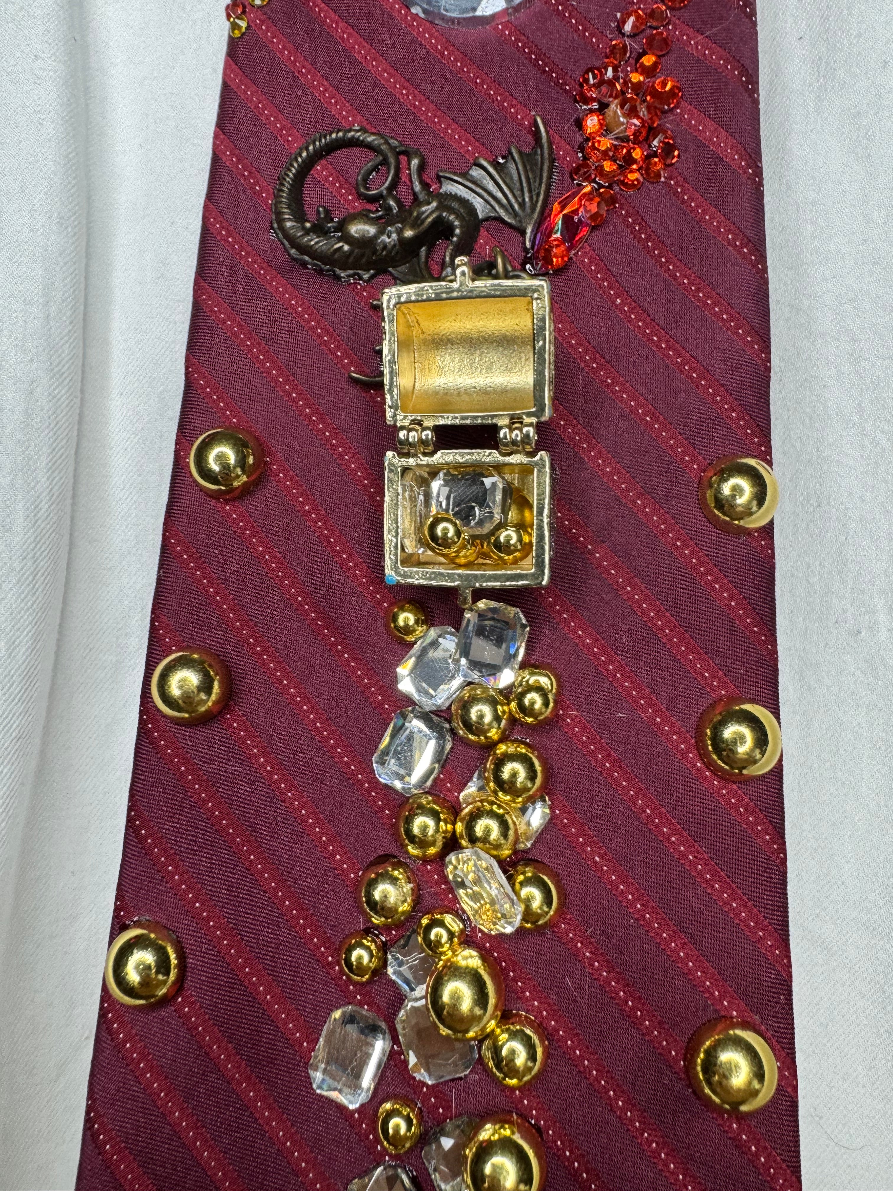 Red Dragons and Hidden Treasure Royalty Tie