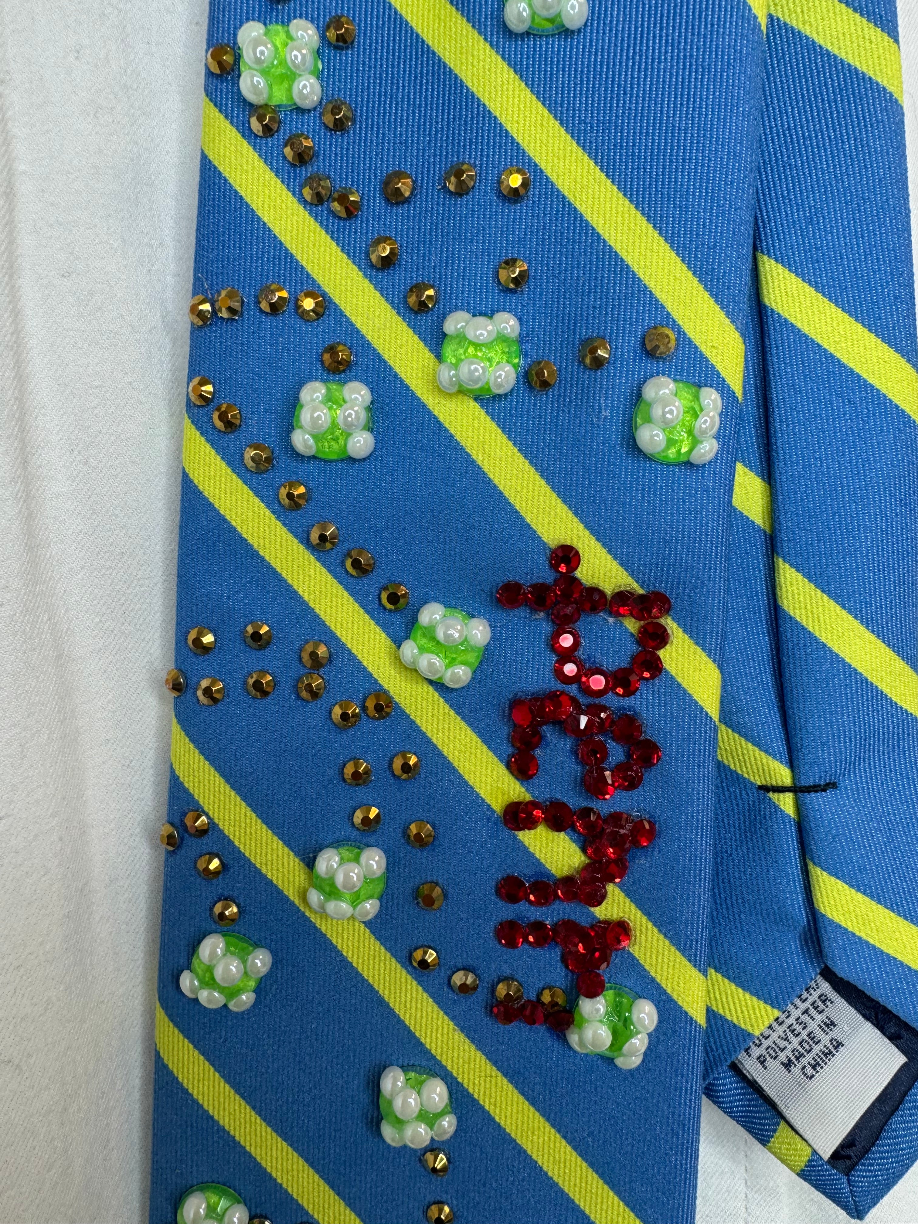 Sky Blue and Neon Green Striped Penn Tennis Balls Tennis Tie