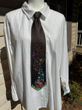 Navy Blue and Orange Magical Mushrooms Aura Nature Tie