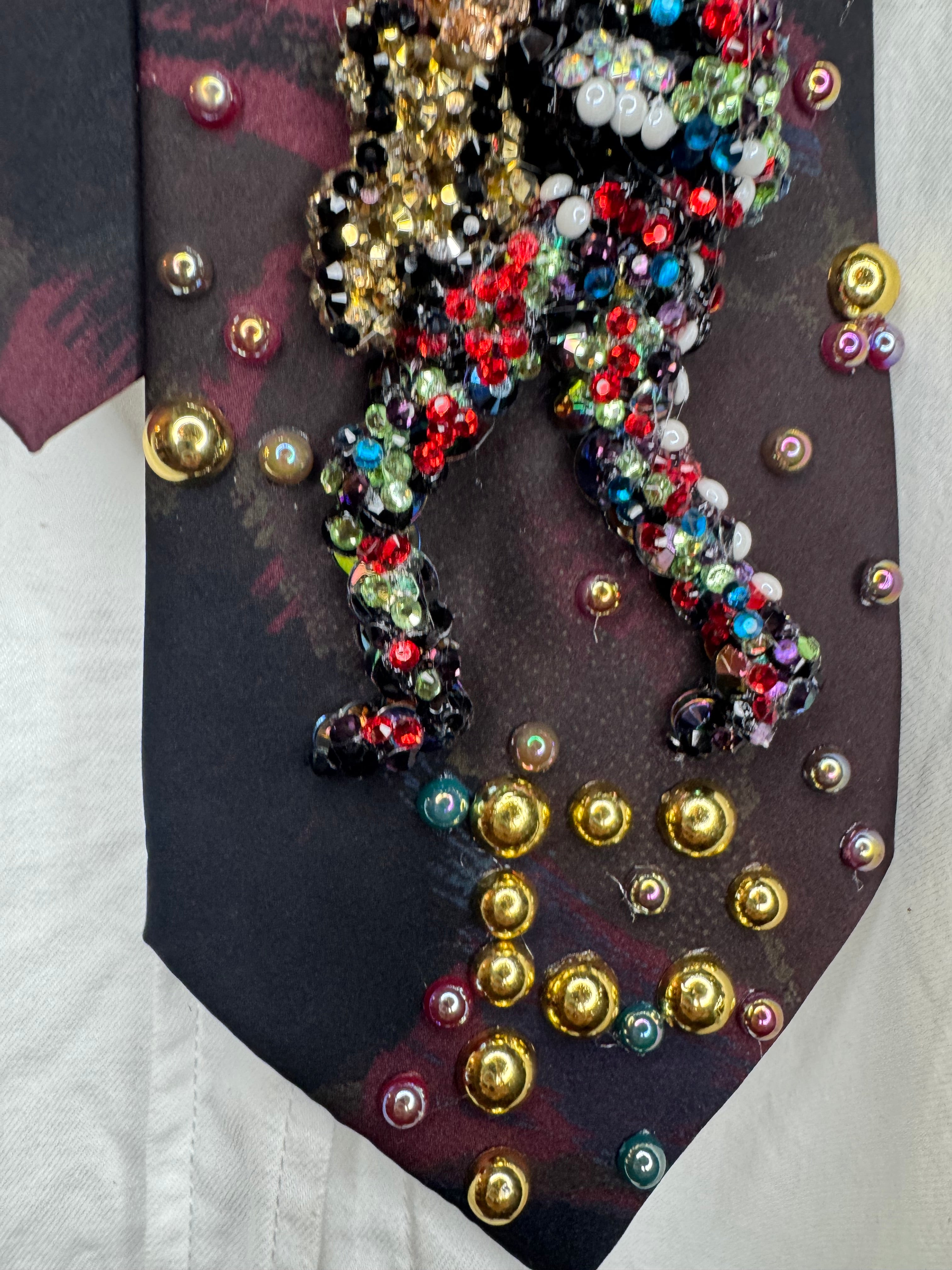 Marbled Prince Rocking Out In Colorful Black Royalty Outfit Tie