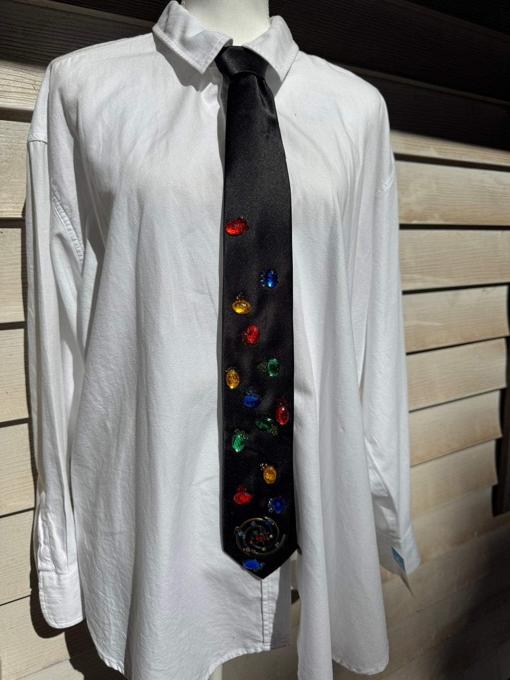 Black Multicolored Space Coding Royalty Space Tie