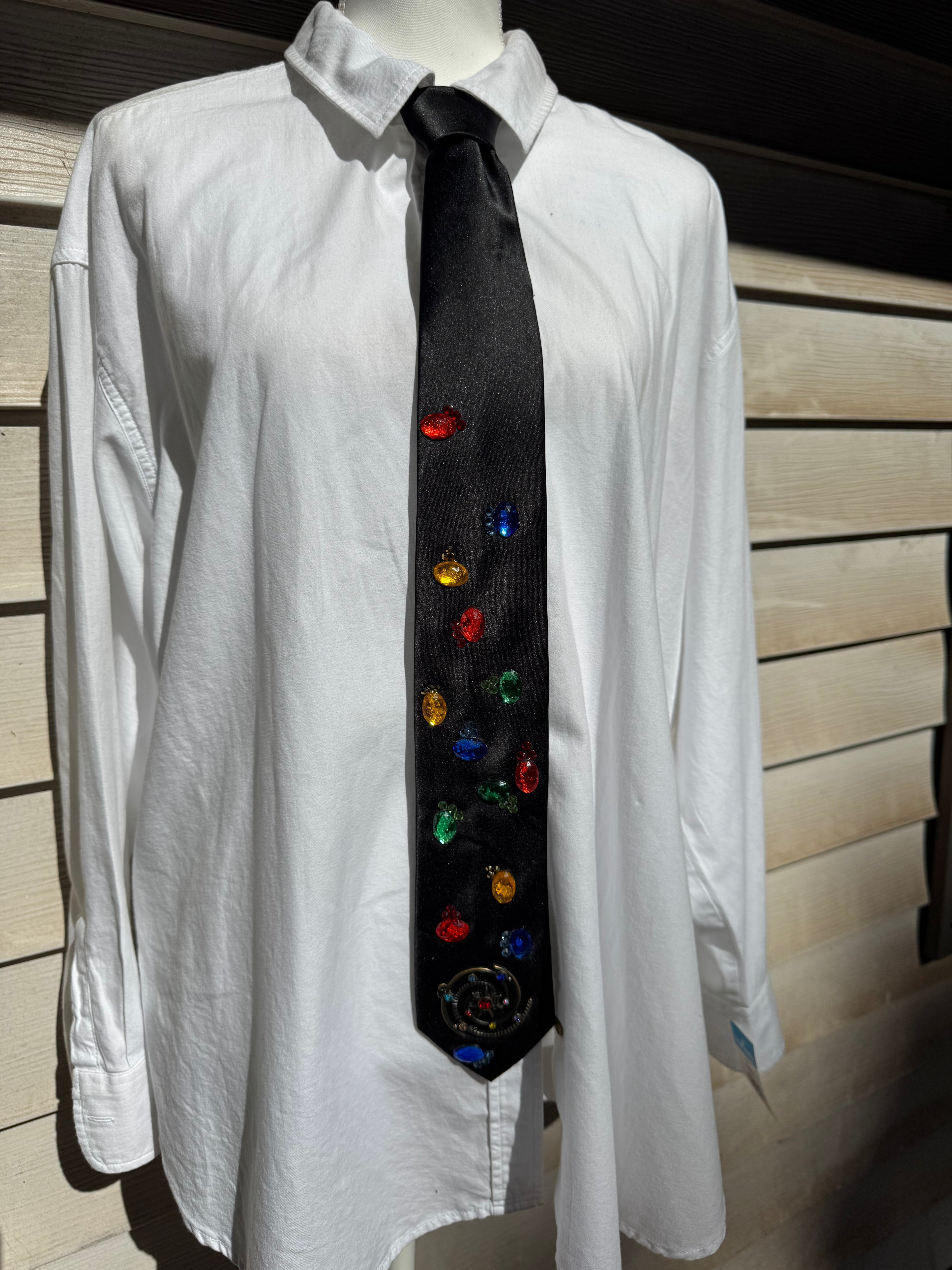 Black Multicolored Space Coding Royalty Space Tie