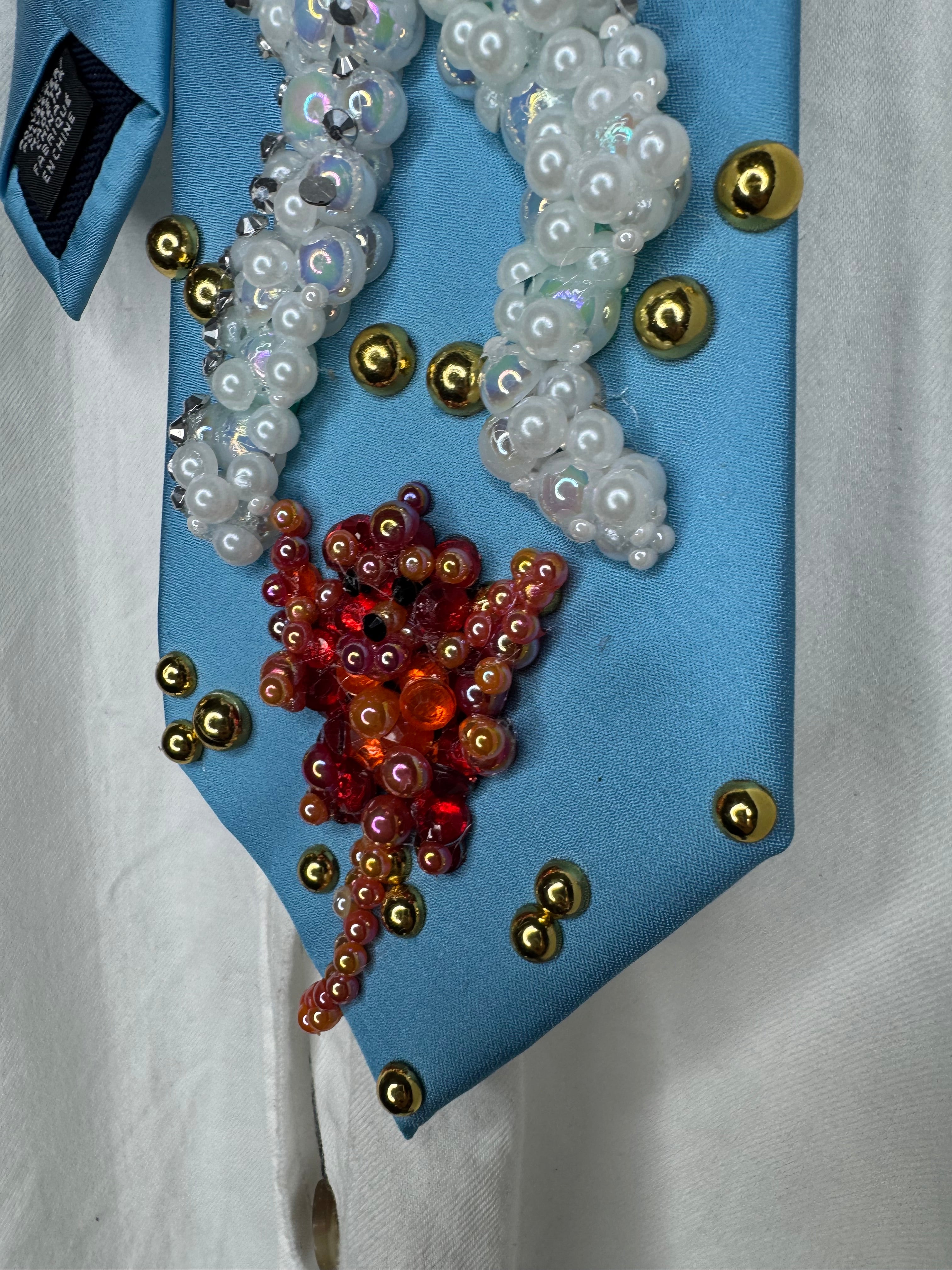 Sky Blue Michael Jackson in Captain EO Hitting Fist Balled Star Body Pose and Fuzzball Tie