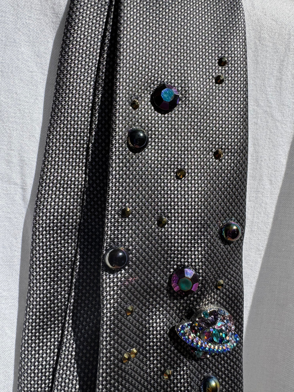 Grey Cat on Moon Outter Space Royalty Space Tie