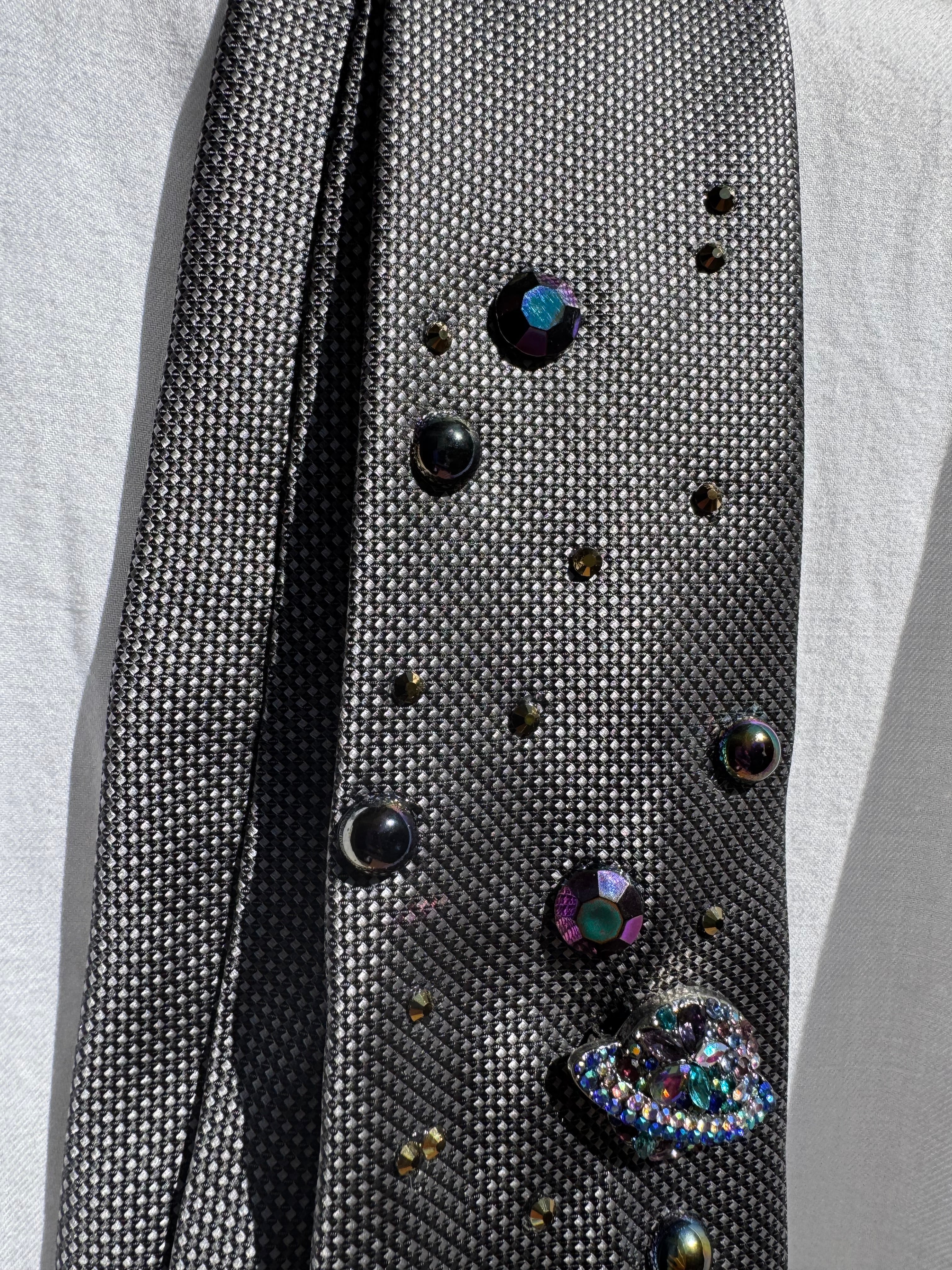 Grey Cat on Moon Outter Space Royalty Space Tie