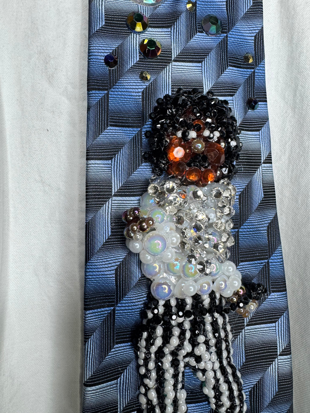 Navy Blue Michael Jackson Dancing in Striped Pants Victory Tour 1984 Tie