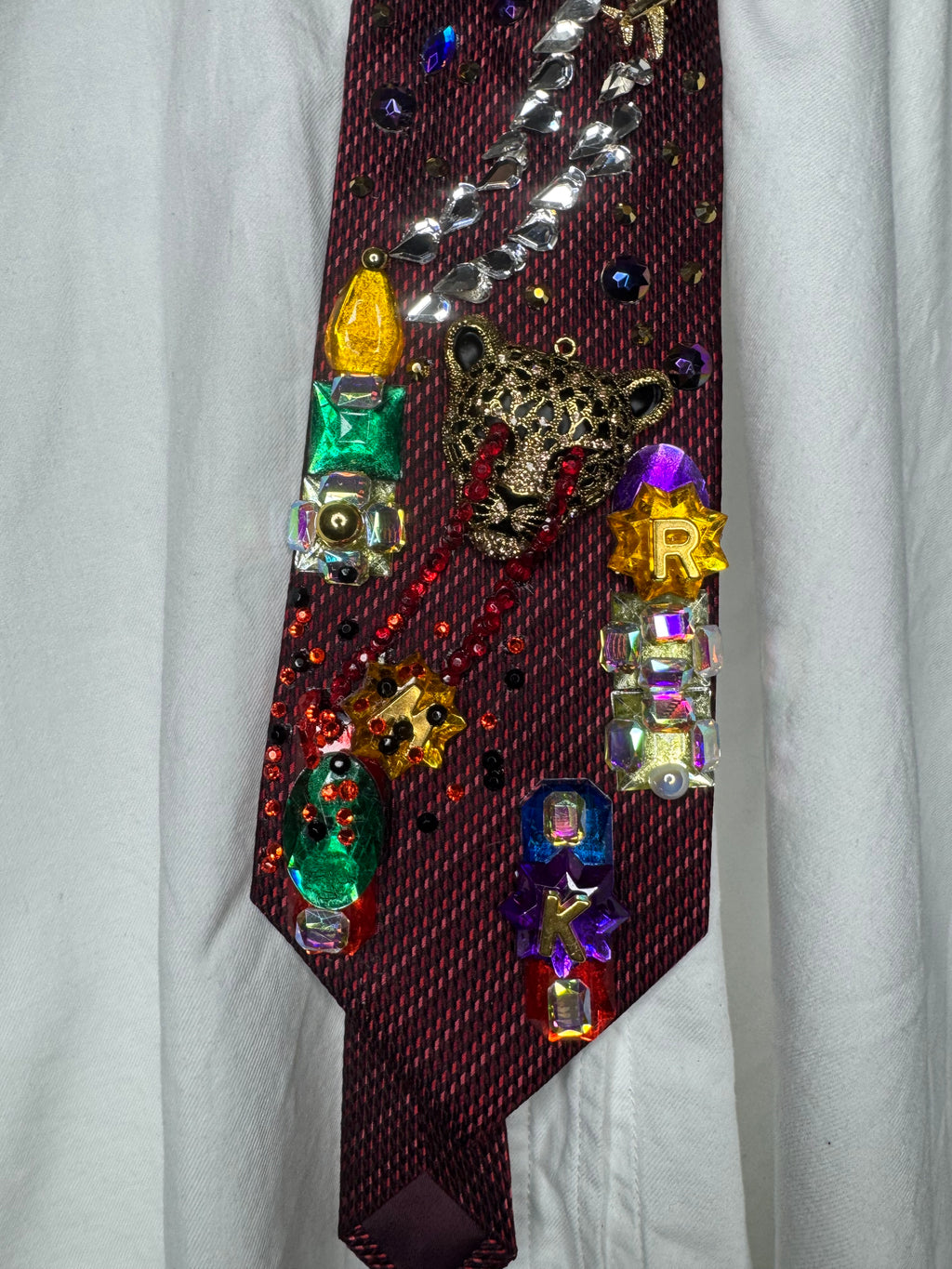 Red Laser Eye Jaguar Attacking City Nature Royalty Tie