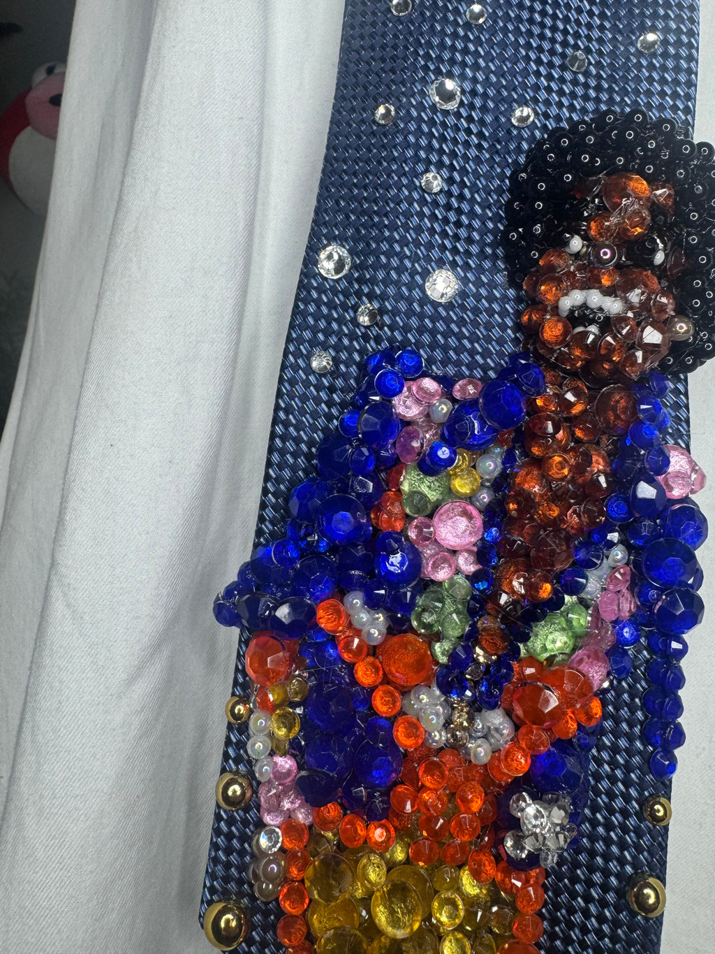 Navy Blue Young Michael Jackson Diamond Print Outfit at Astrodome Jackson 5 1974 Tie