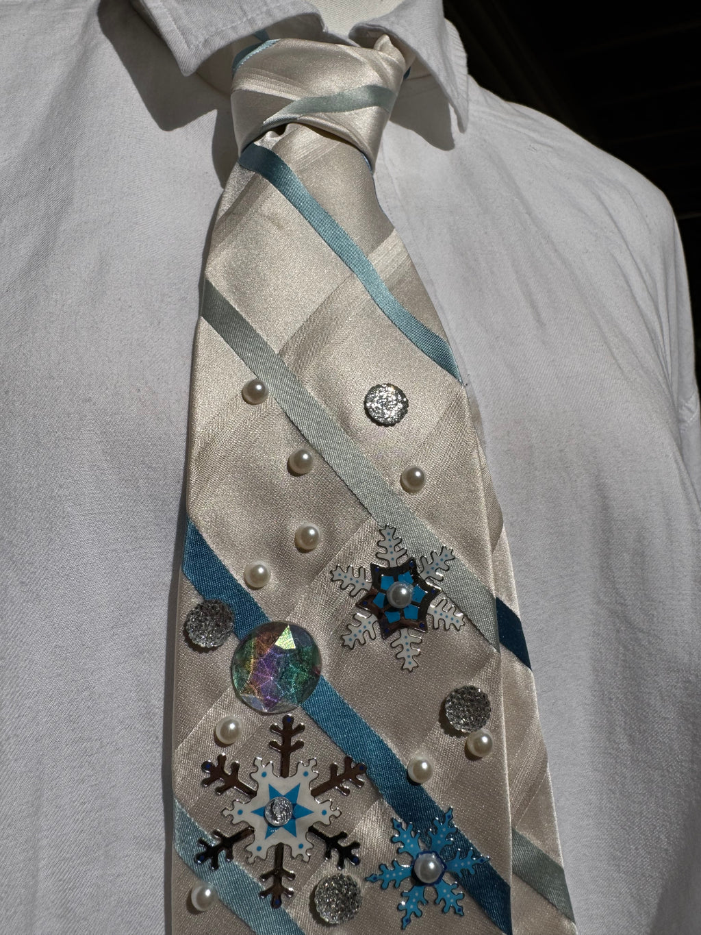 White And Light Blue Striped Bambi In Winterland Movie Tie