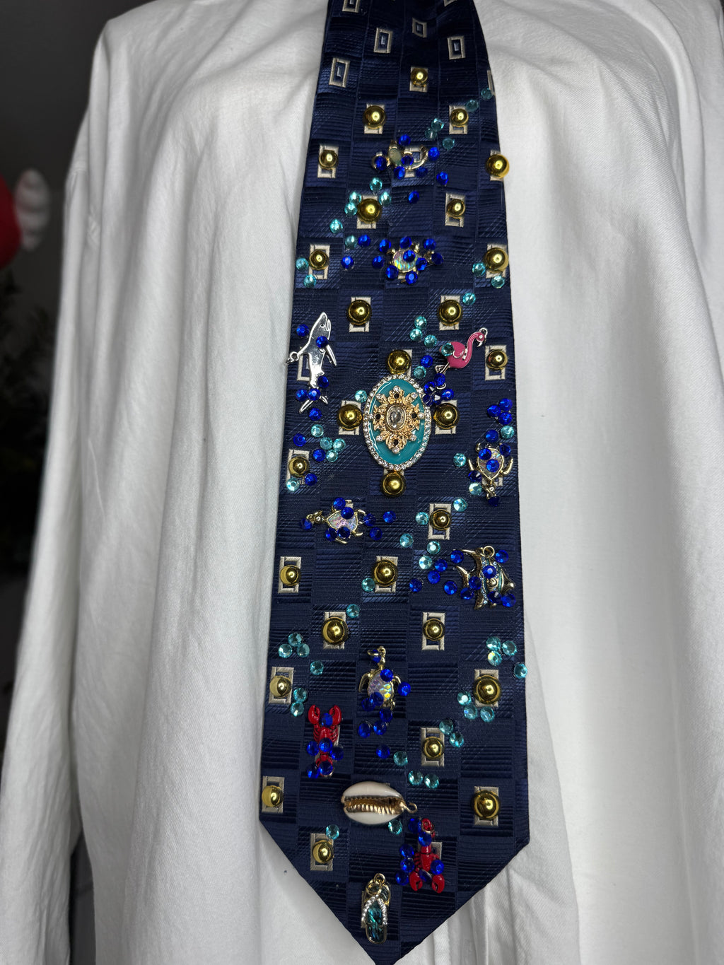 Navy Blue Tropical Treasure Box High Class Royalty Tie