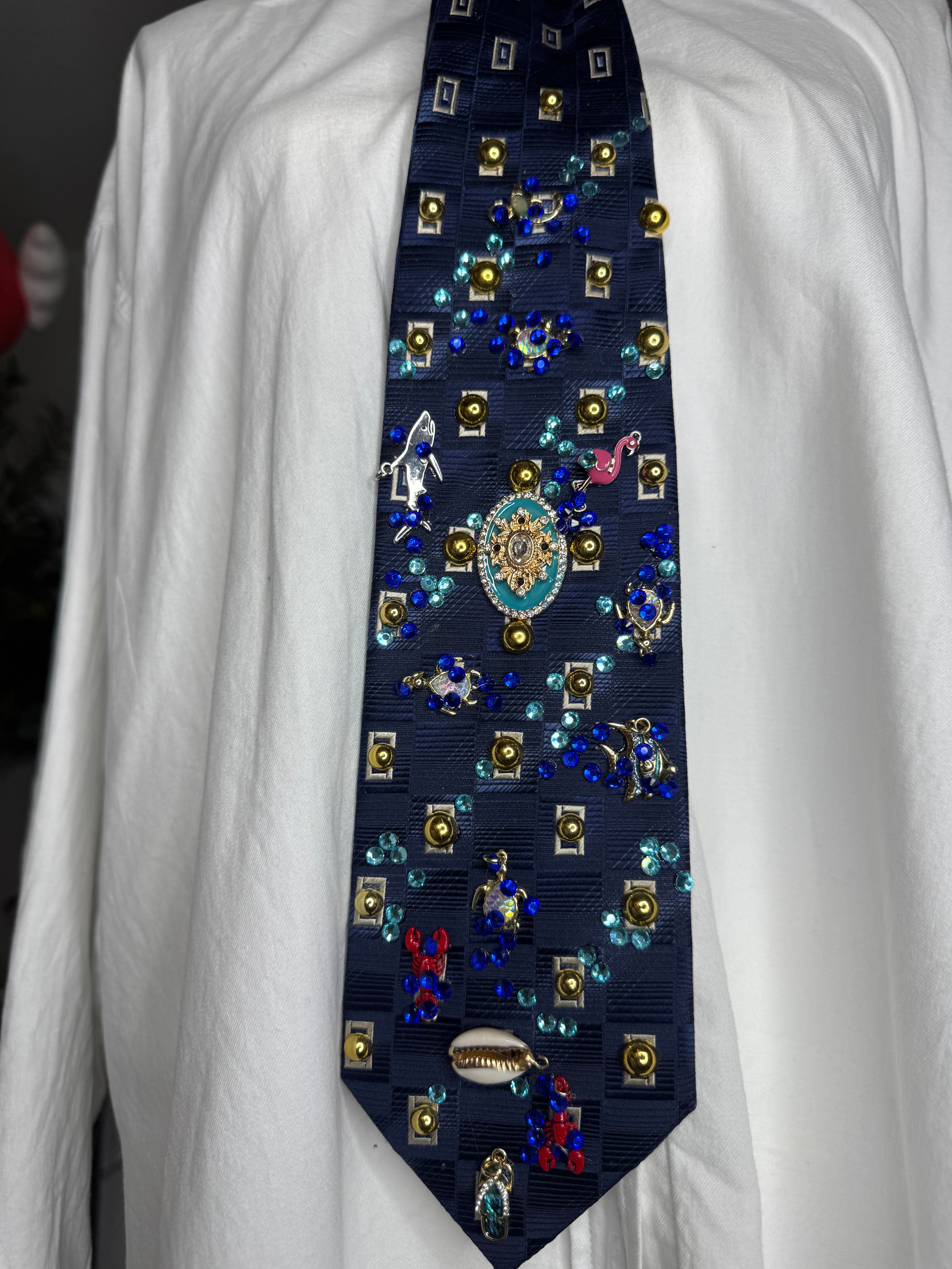 Navy Blue Tropical Treasure Box High Class Royalty Tie