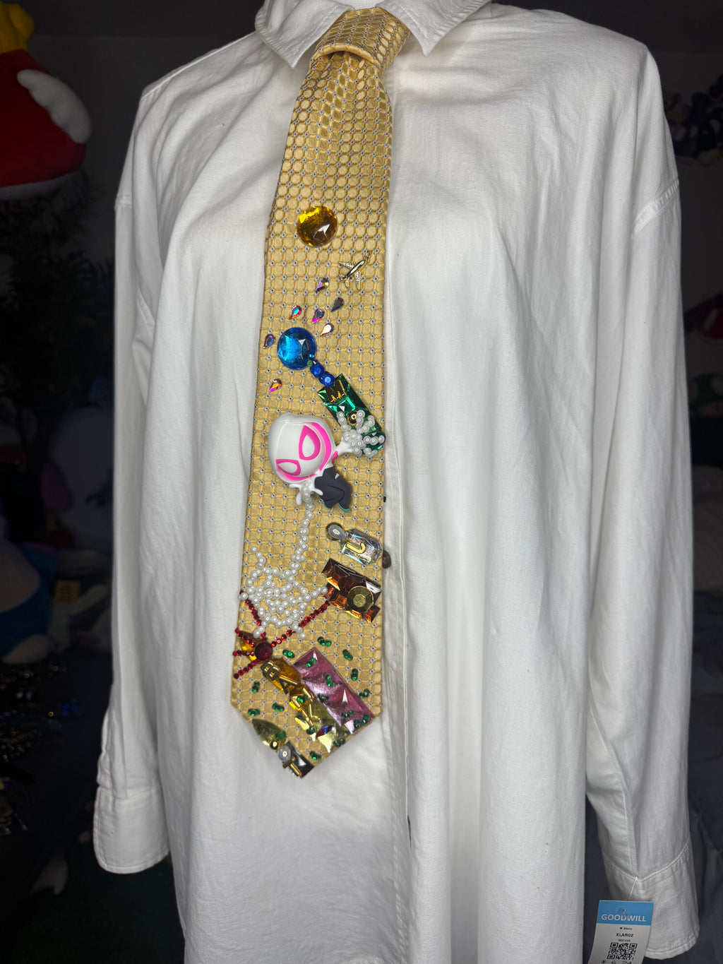 Yellow Ghost Spider Saving Bank Robbery Spiderman Tie