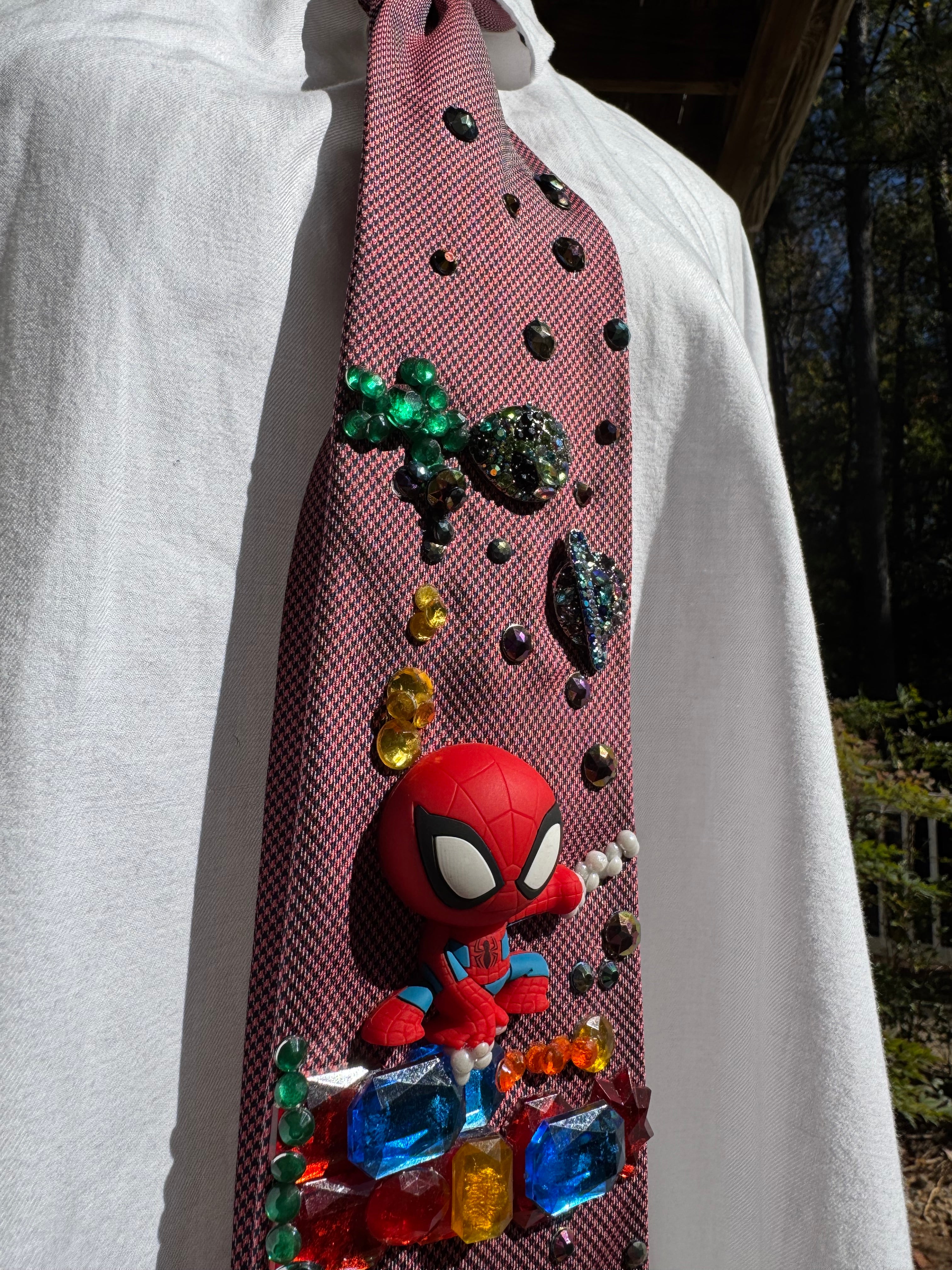 Red Spiderman Saving Paris France From Martian Invasion Spiderman Tie