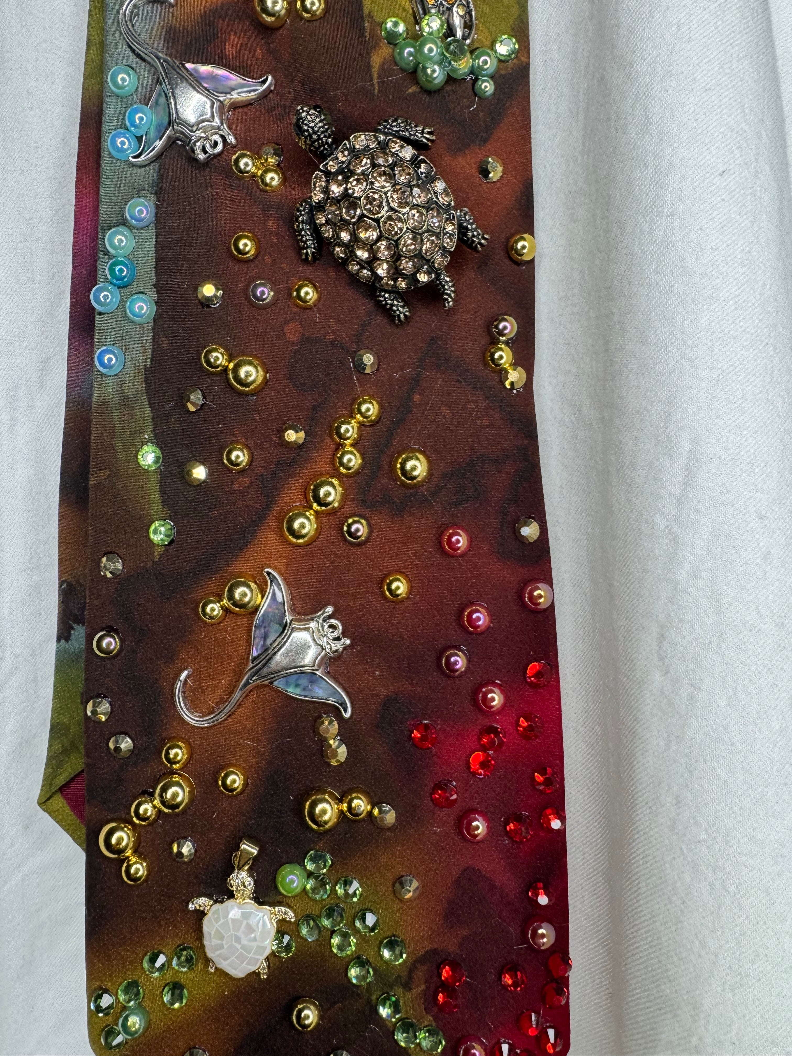 Tropical Marbled Ocean Floor and Tropics Nature Royalty Tie