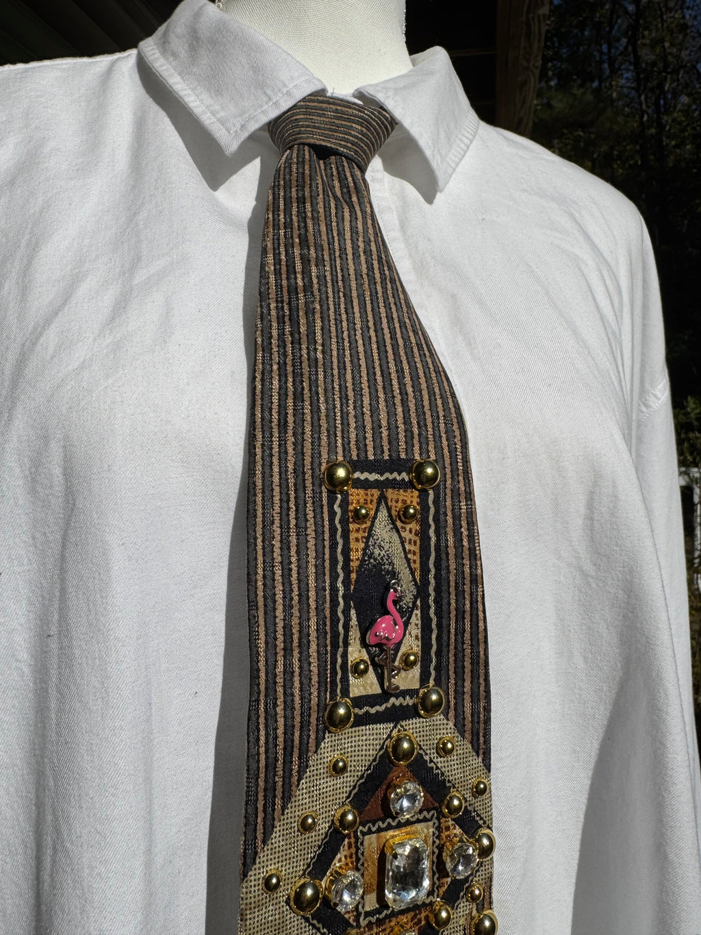 Beige High Class Luxurious Tropical Vacation Royalty Tie
