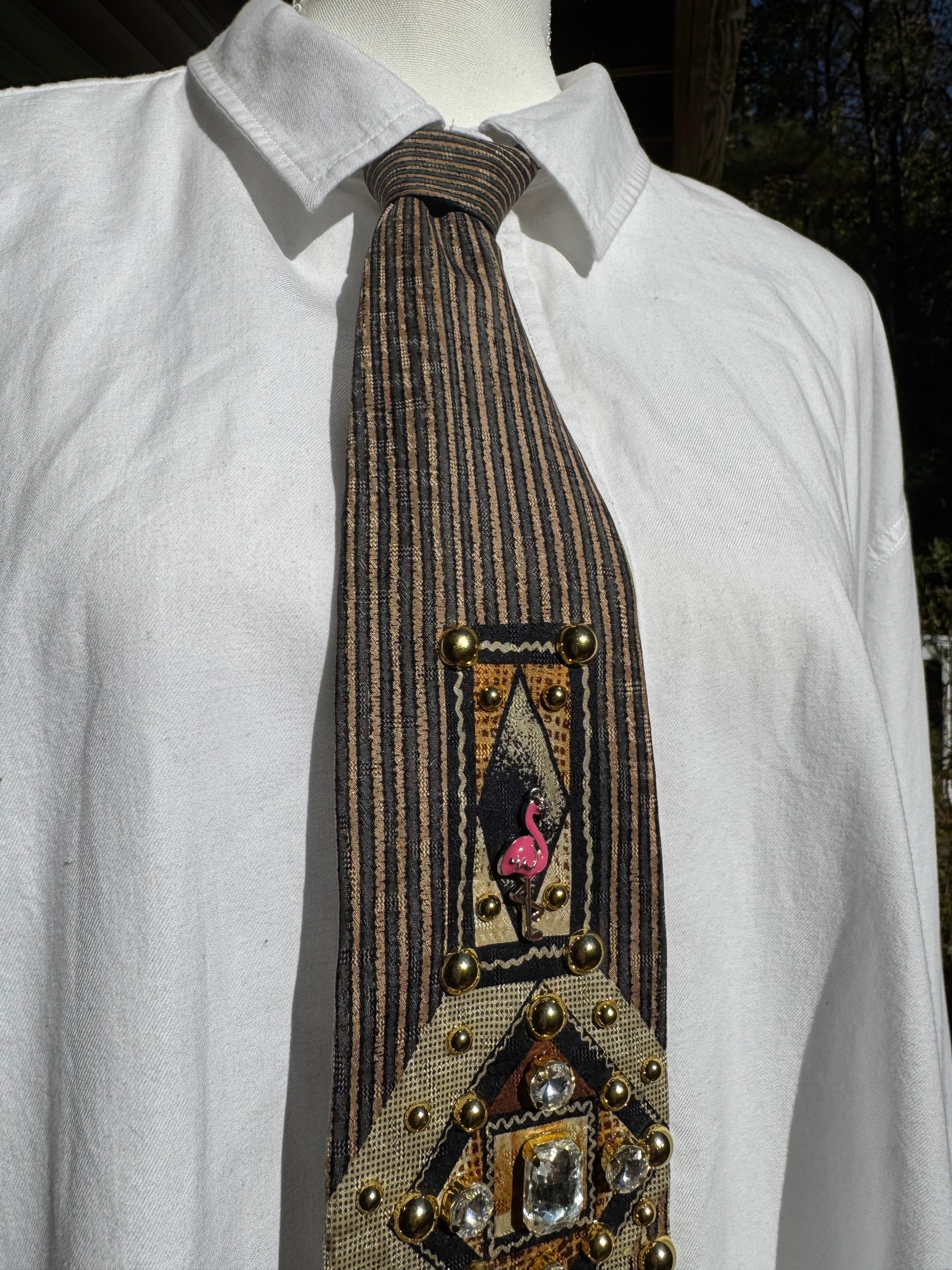 Beige High Class Luxurious Tropical Vacation Royalty Tie