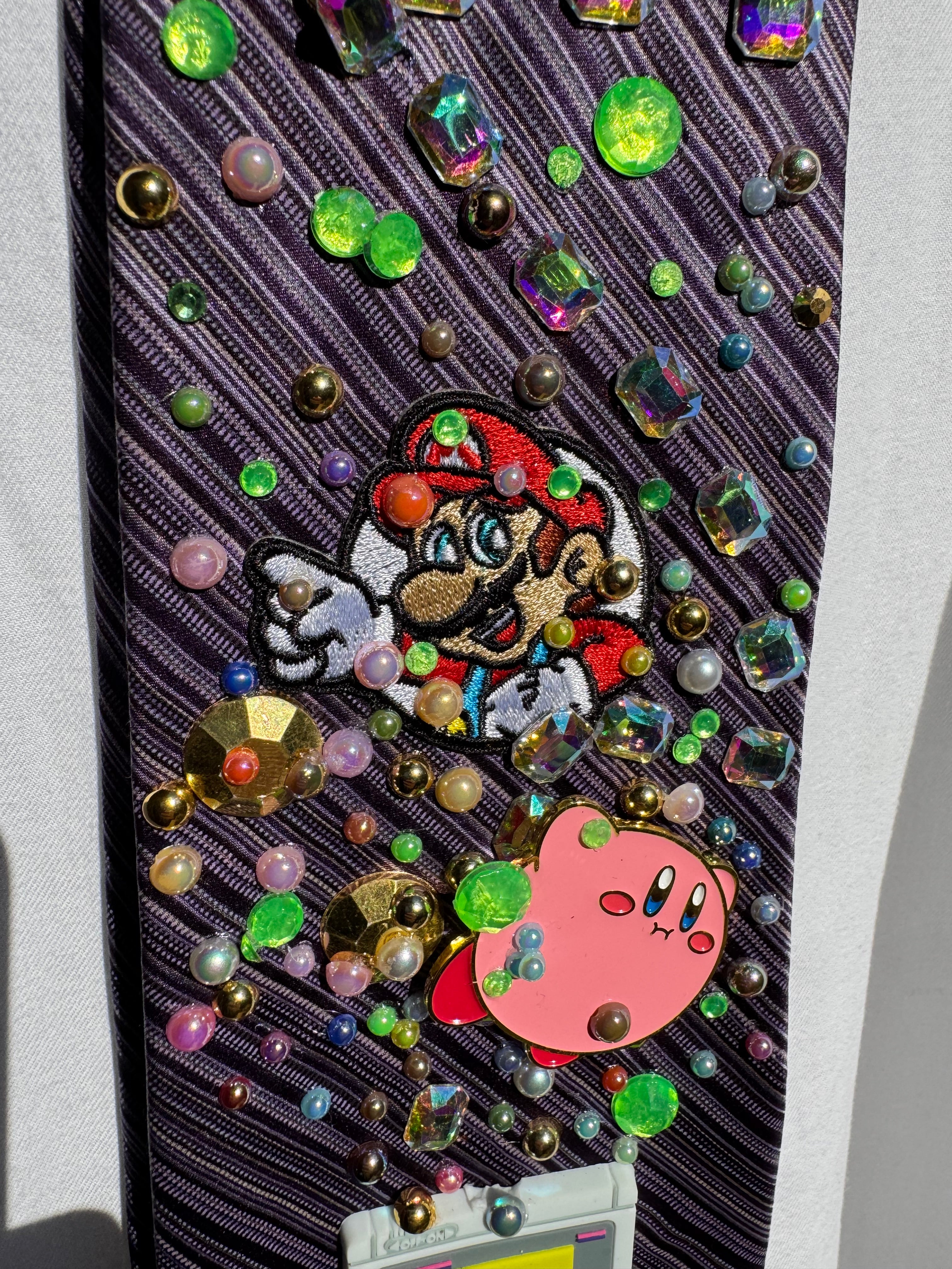 Purple Striped Gameboy Exploding Games Ultimate Gamer Tie
