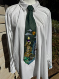 Dark Green Rapunzel Hair Twirling Around Castle Movie Tie