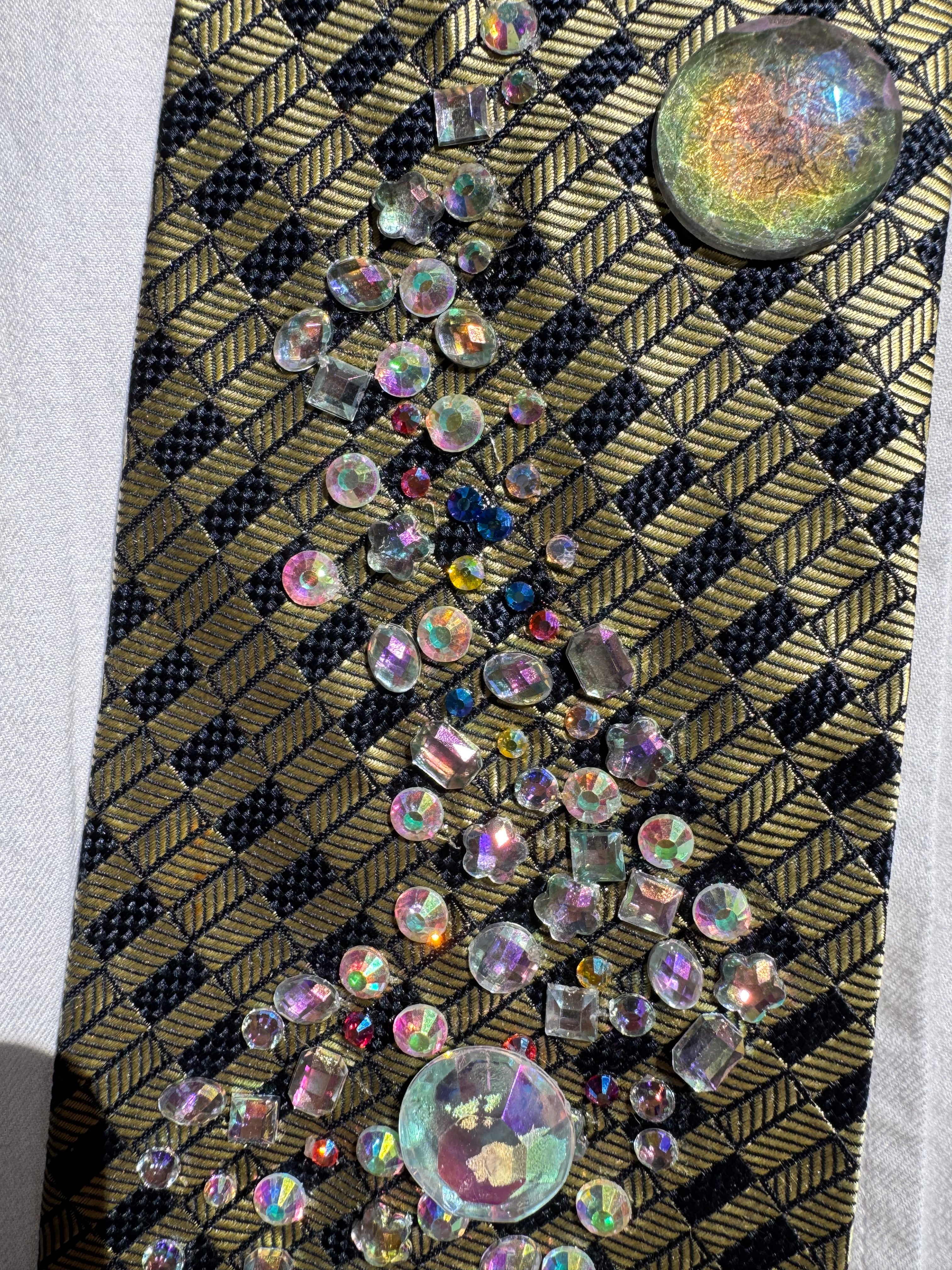 Beige and Navy Blue Magical Mushroom Aura Nature Royalty Tie