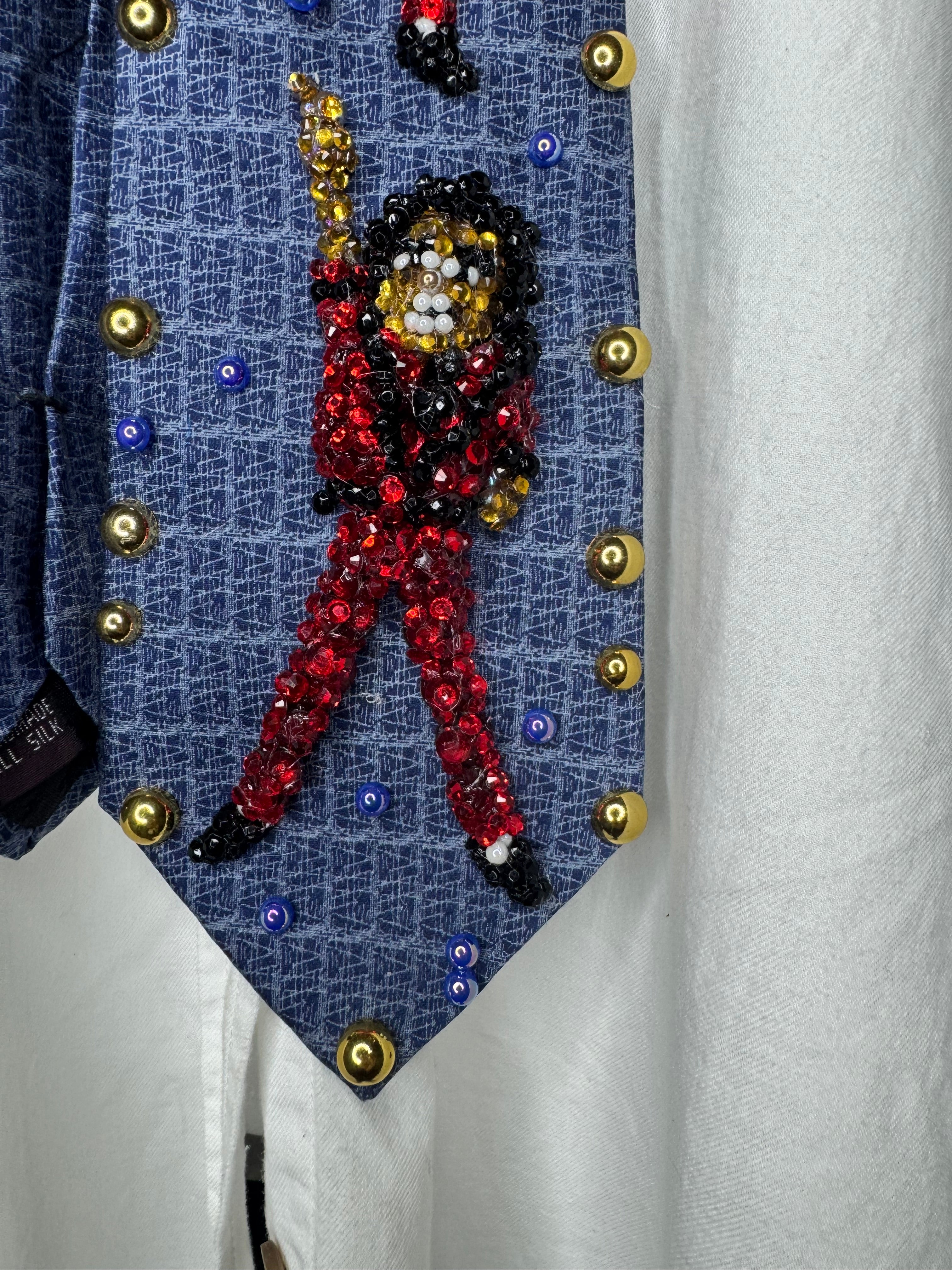 Navy Blue Michael Jackson Kick into Pointing Up Double Dance Scene From Thriller Short Film Tie