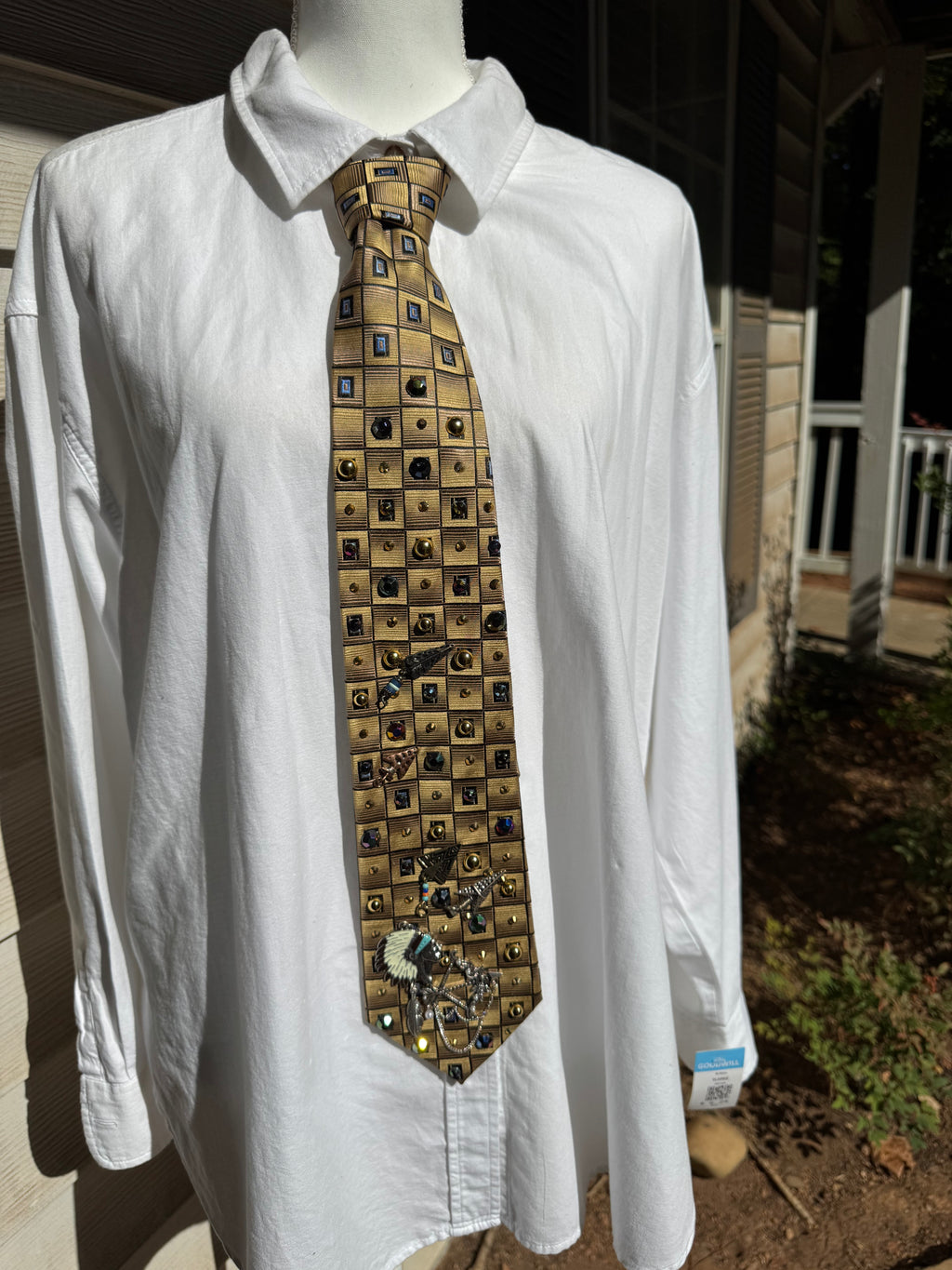 Gold Native Warrior Bow and Arrows Nature Royalty Tie