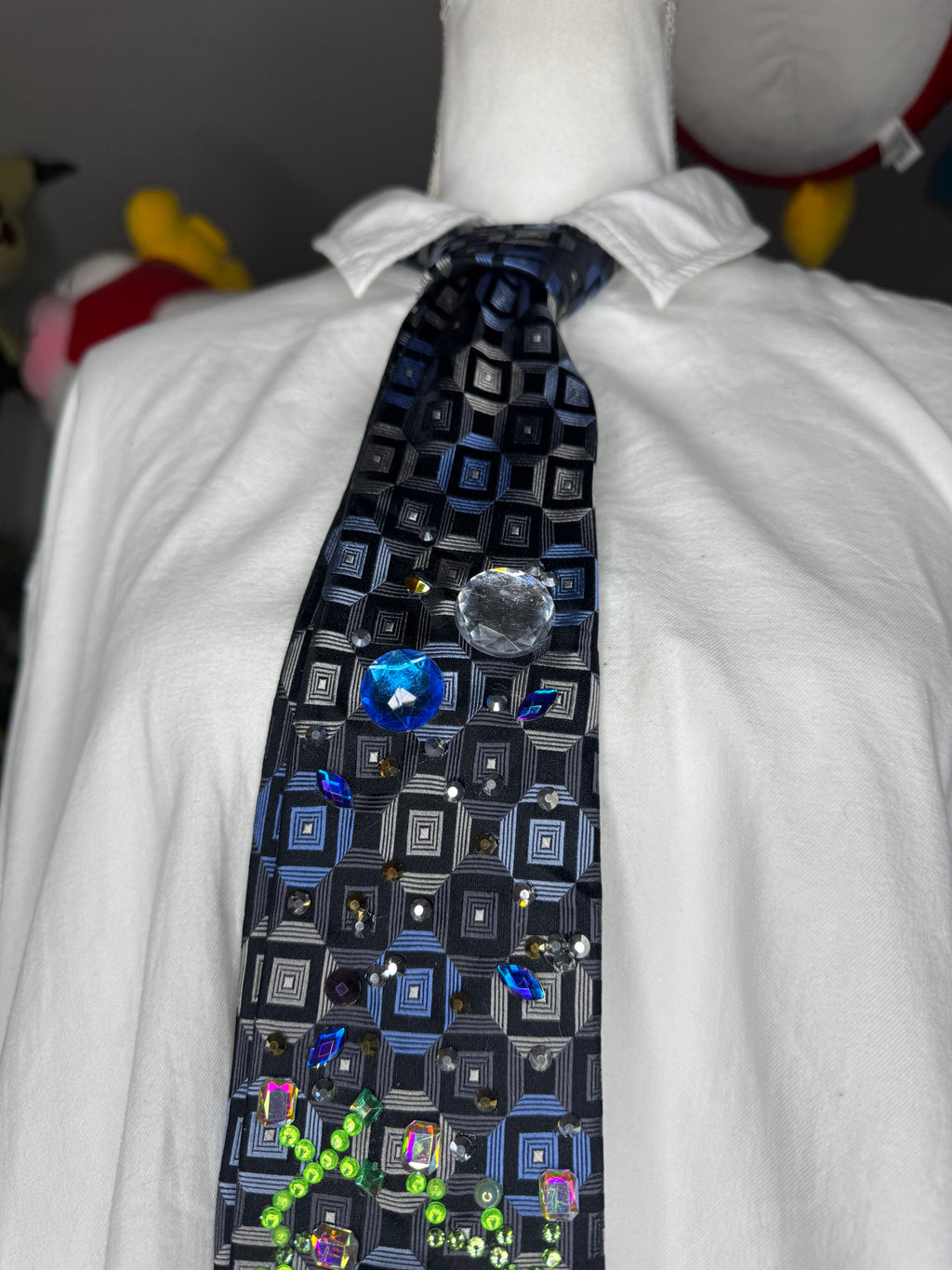 Grey and Blue R2-D2 Computer Chip Themed Star Wars Tie