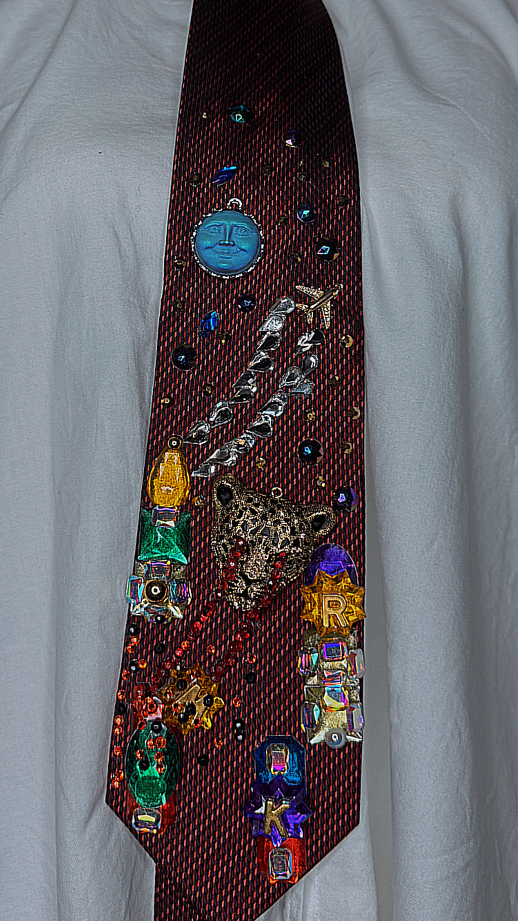 Red Laser Eye Jaguar Attacking City Nature Royalty Tie