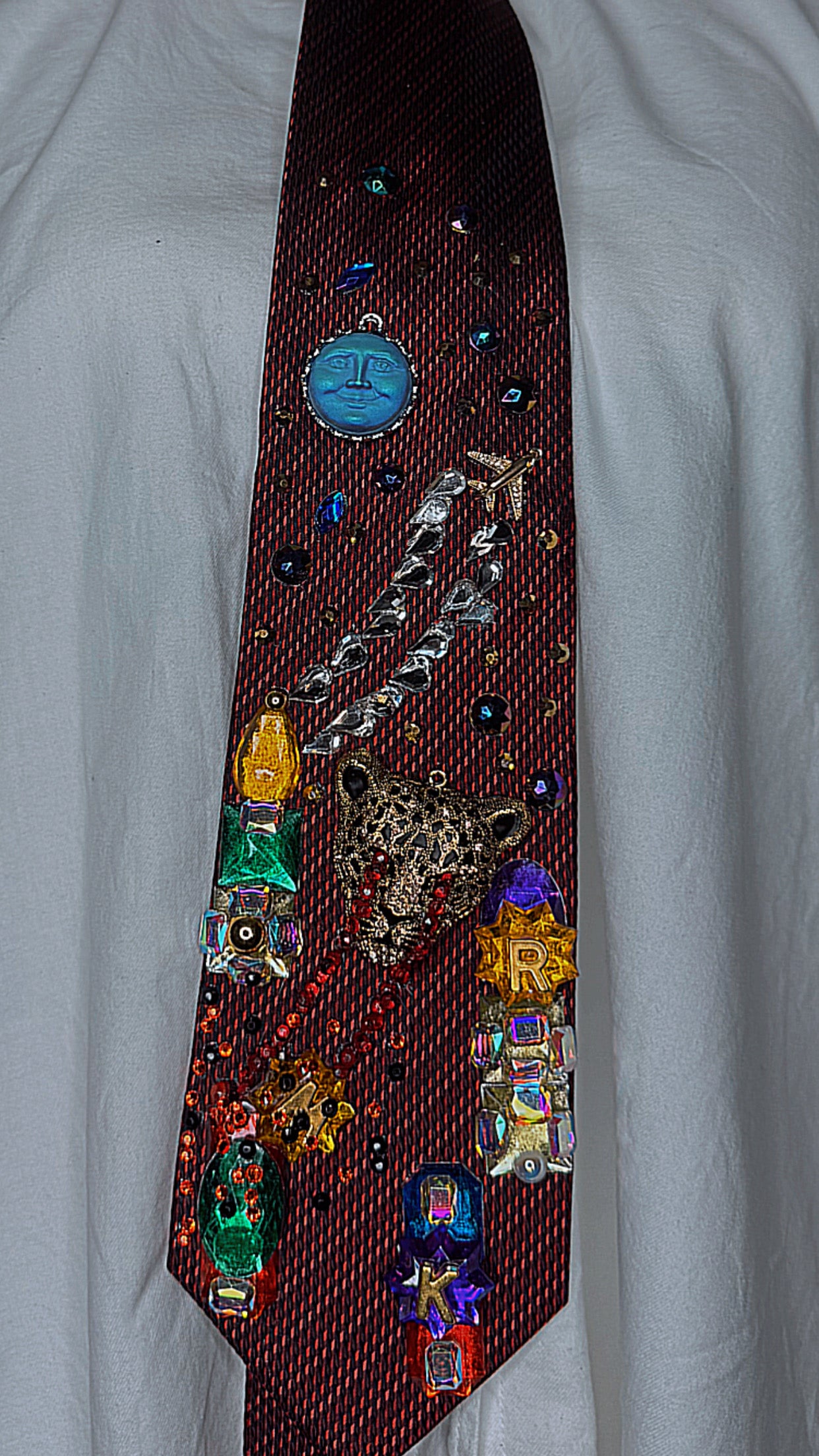 Red Laser Eye Jaguar Attacking City Nature Royalty Tie