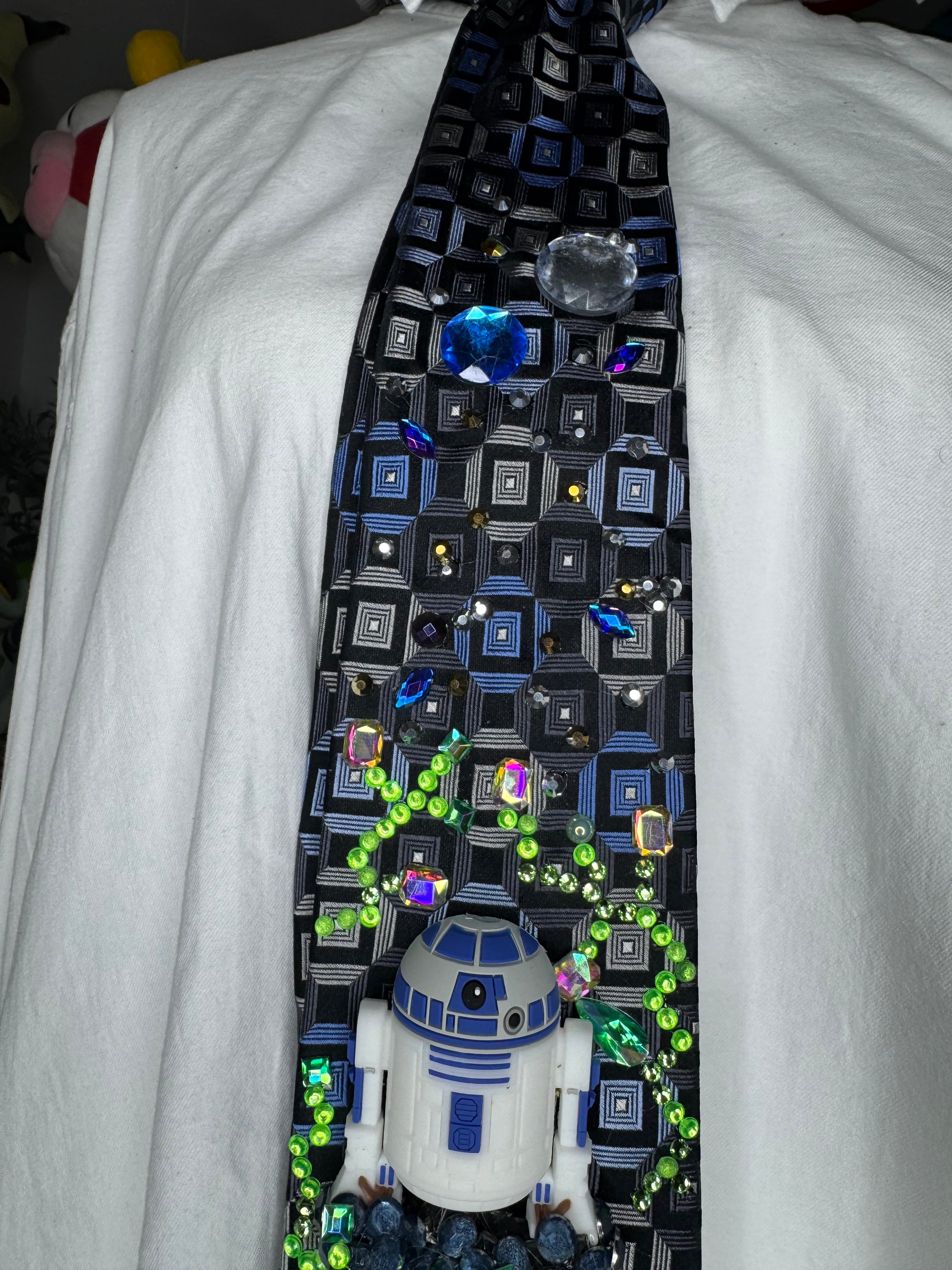 Grey and Blue R2-D2 Computer Chip Themed Star Wars Tie