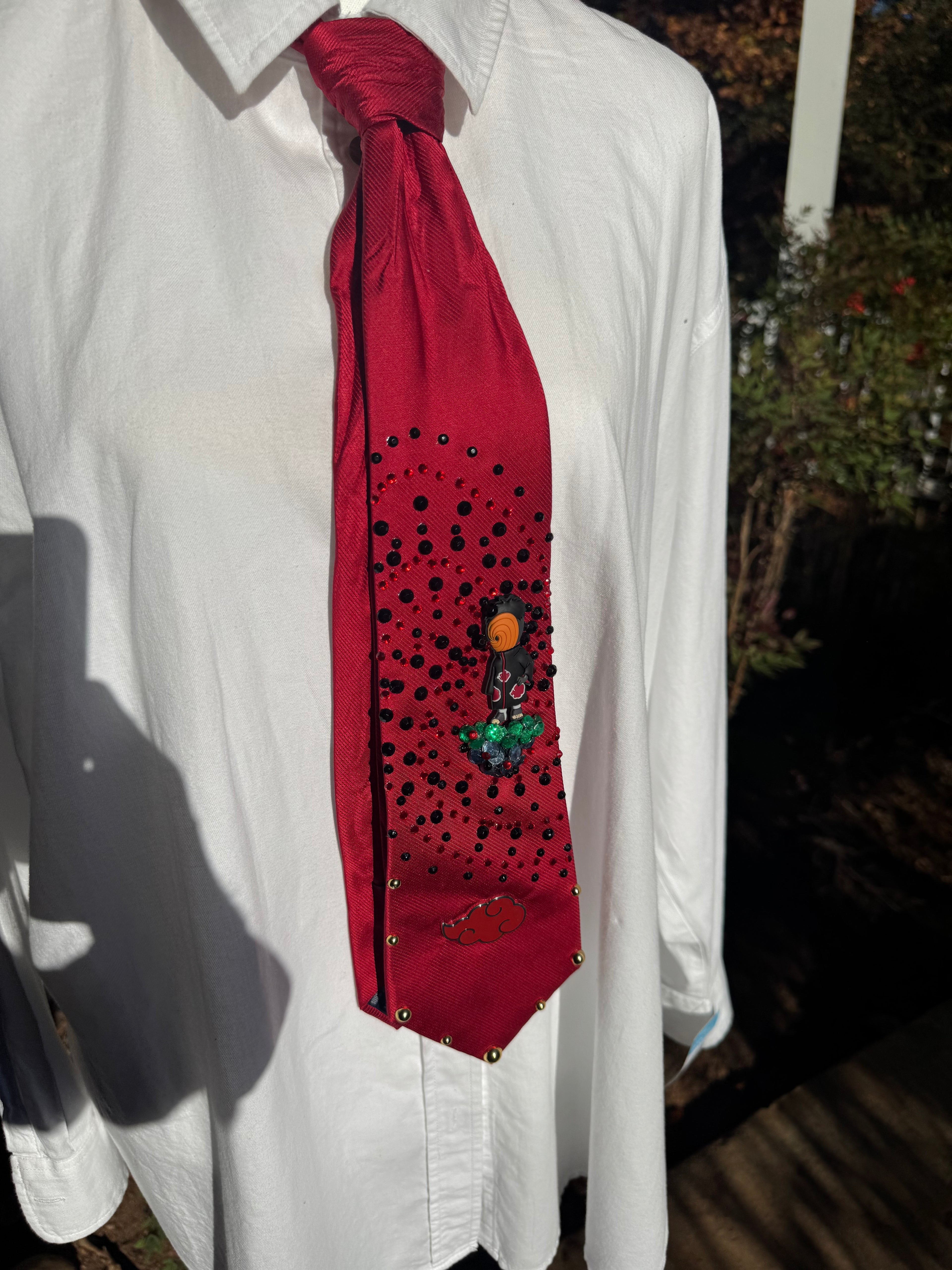Red Obito Uchiha With Orange Mask Spiral Aura Naruto Shippuden Tie