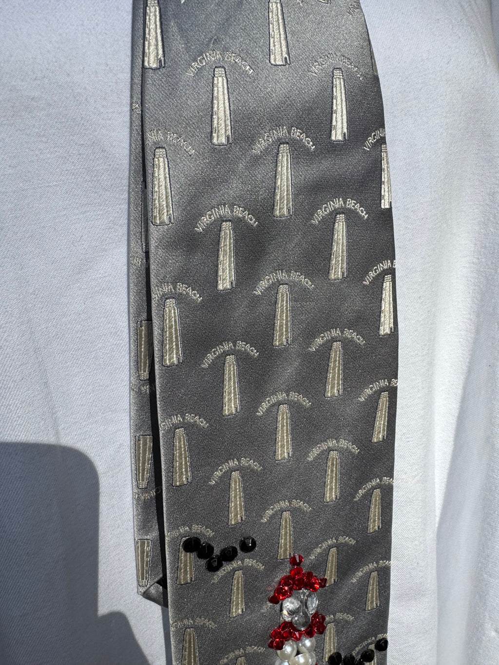 Grey Virginia Beach Lighthouse Nautical Royalty Tie