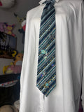 Tri Tone Striped Turquoise Aquatic Stingray Royalty Tie